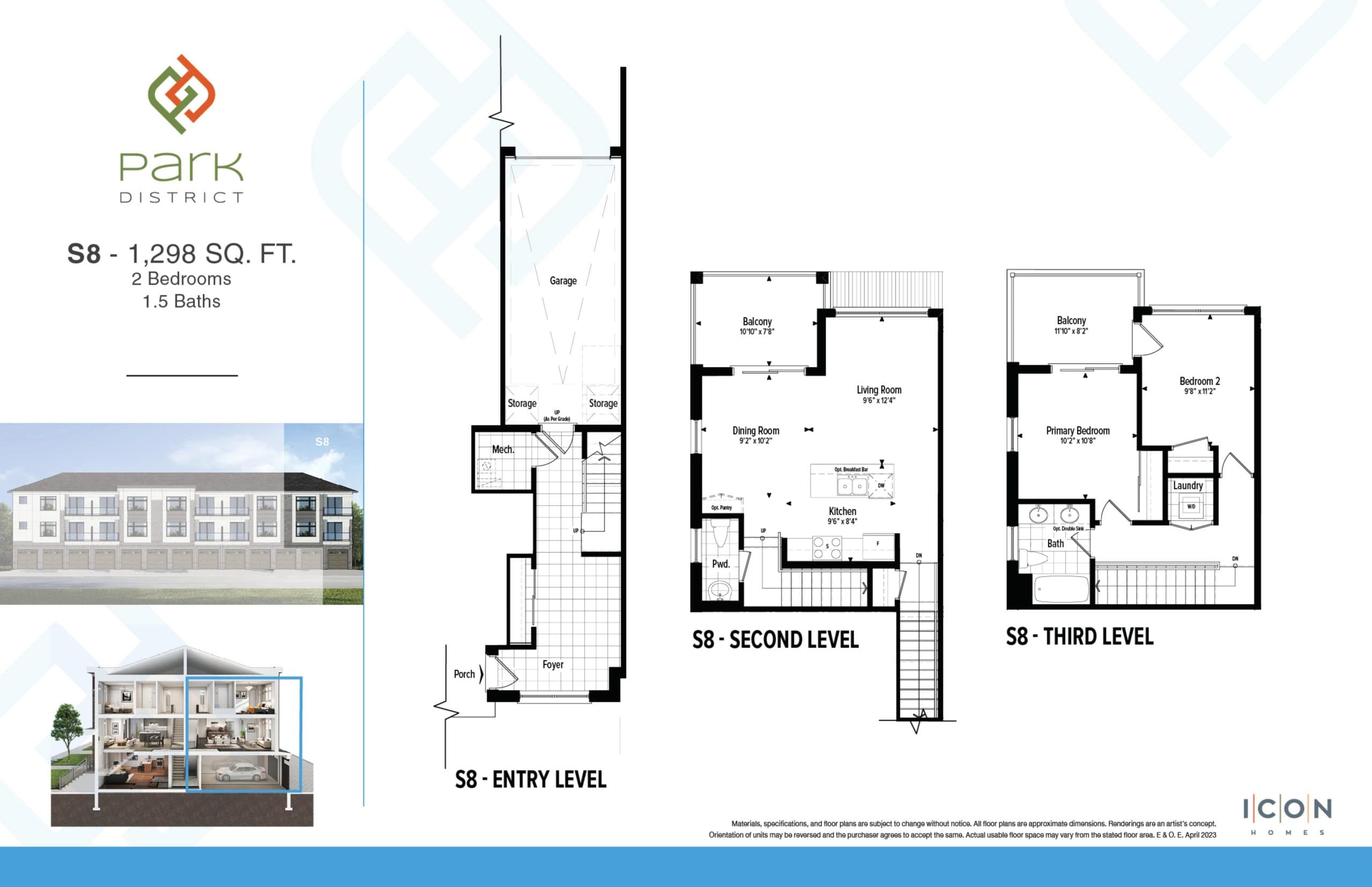 S8 - Trailhead Collection Floor Plan at Park District Towns - 1298 sq.ft