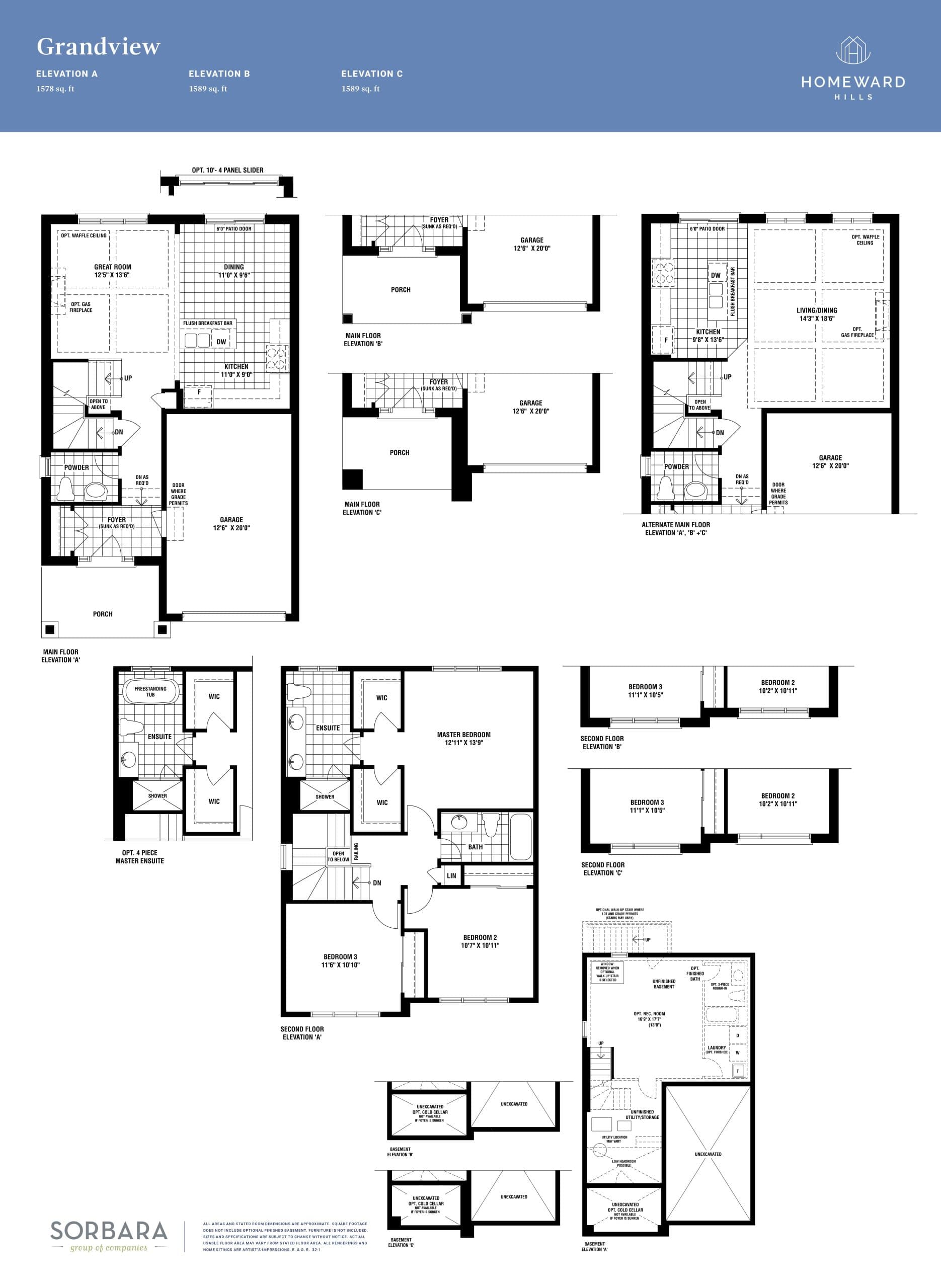 Grandview Floor Plan at Homeward Hills Towns - 1578 sq.ft