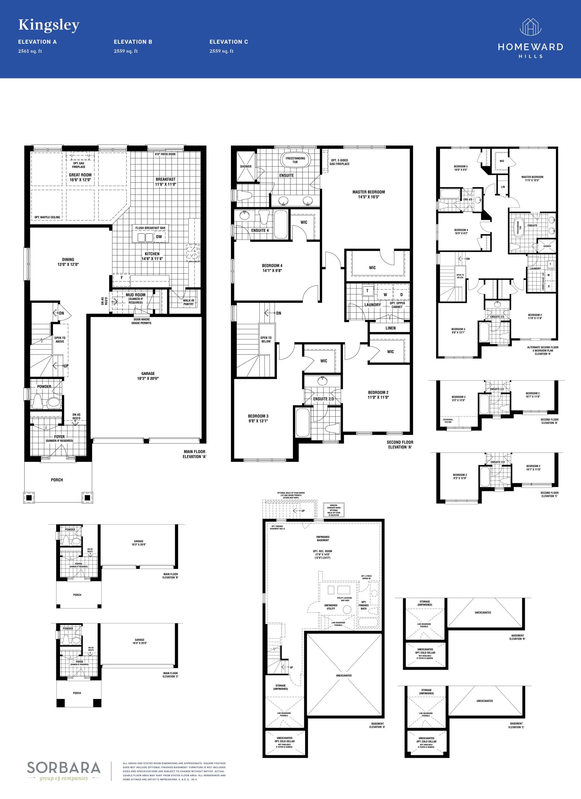 Kingsley Floor Plan at Homeward Hills Towns - 2561 sq.ft