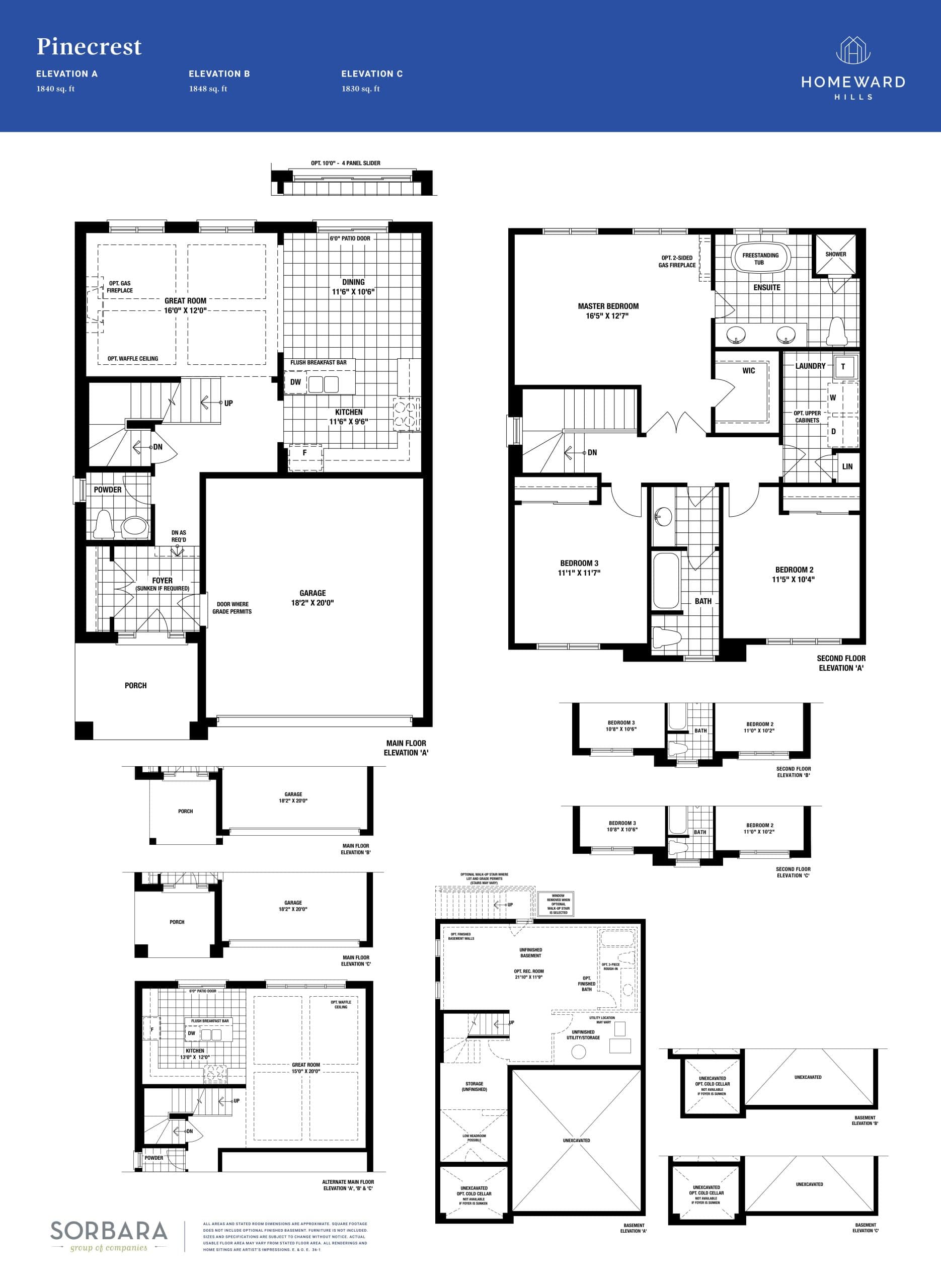 Pinecrest Floor Plan at Homeward Hills Towns - 1840 sq.ft