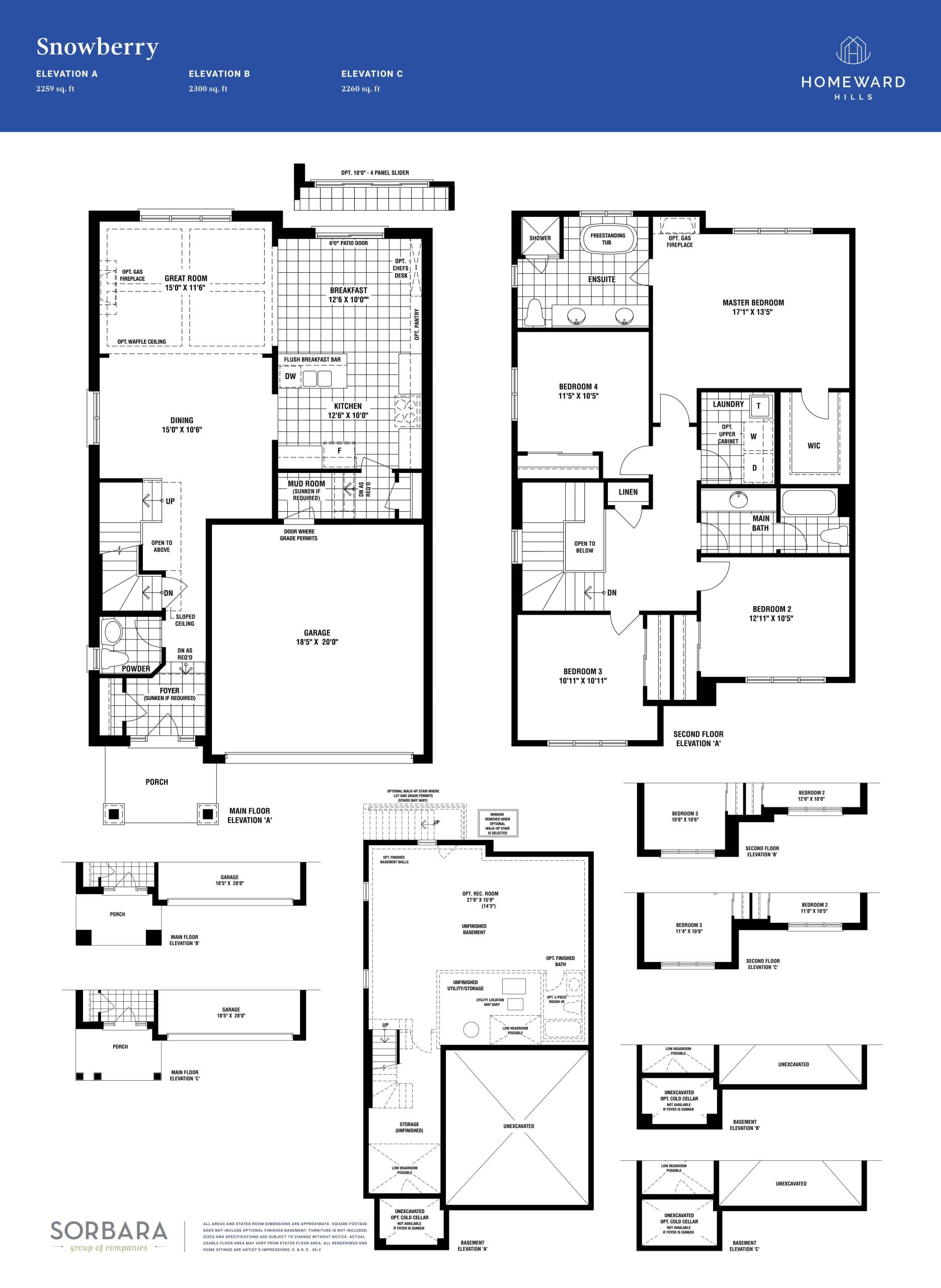 Snowberry Floor Plan at Homeward Hills Towns - 2300 sq.ft