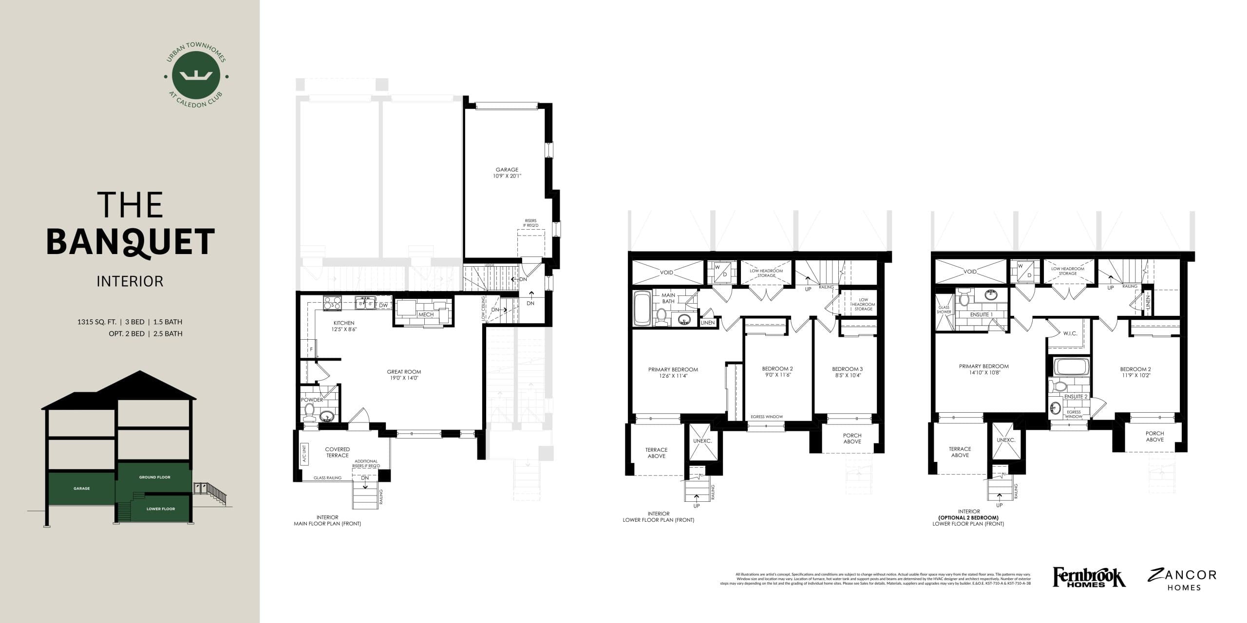 The Banquet - Fernbrook Homes Floor Plan at The Social Towns - 1315 sq.ft