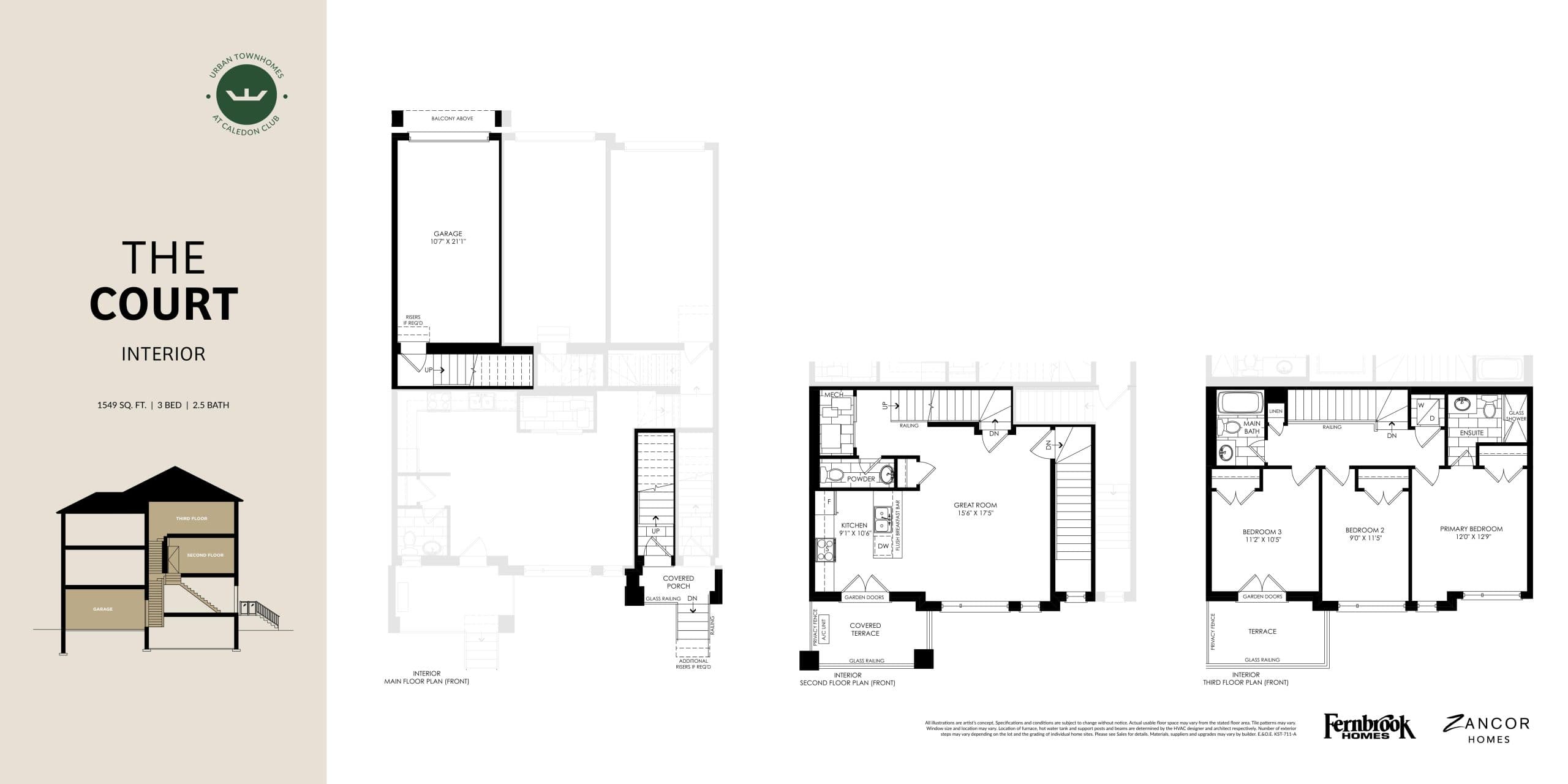 The Court - Fernbrook Homes Floor Plan at The Social Towns - 1549 sq.ft