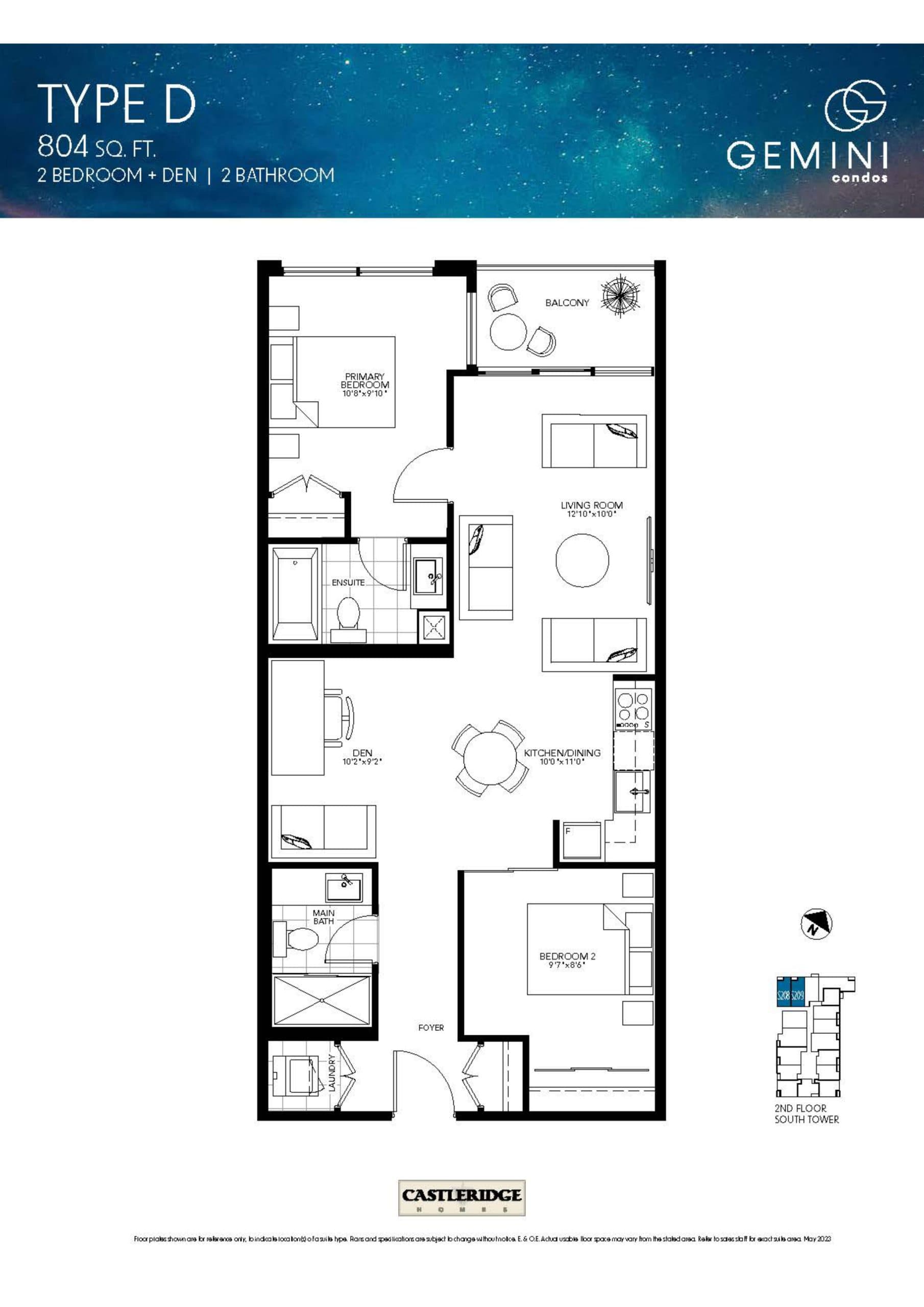 Type D Floor Plan at Gemini Condos South Tower - 804 sq.ft