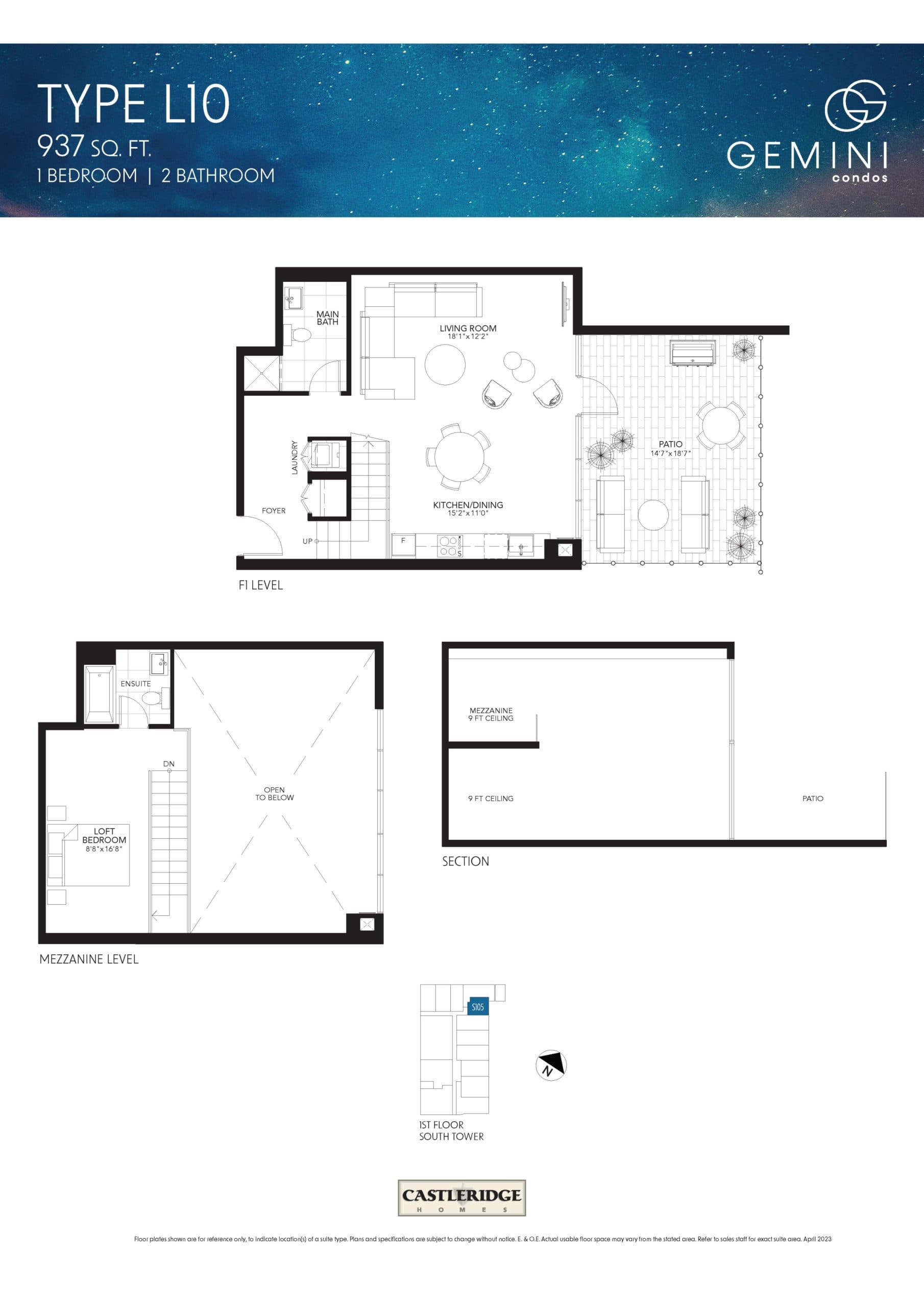 Type L10 Floor Plan at Gemini Condos South Tower - 937 sq.ft