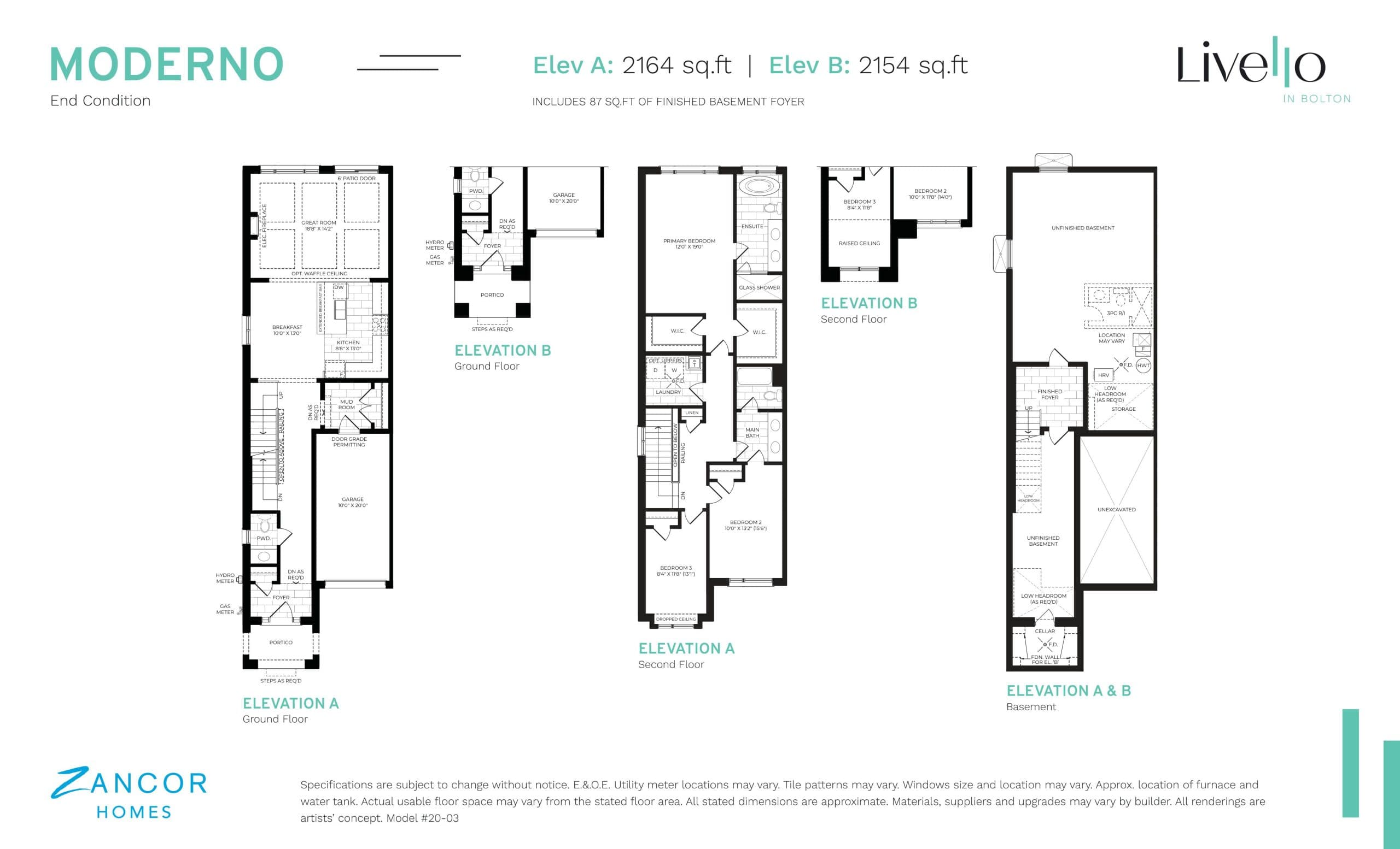Moderno Floor Plan at Livello in Bolton - 2113 sq.ft