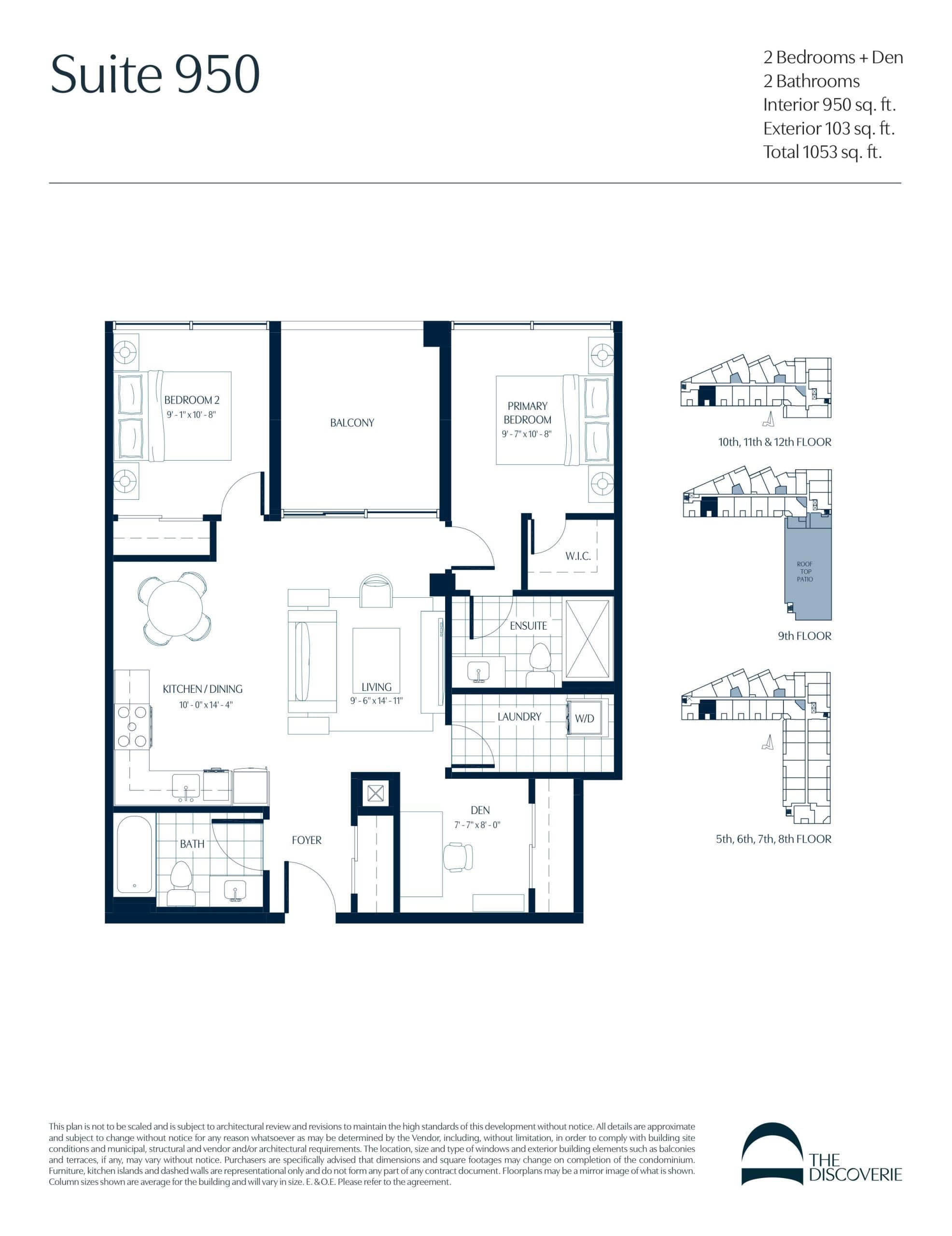 Suite 950 Floor Plan at The Discoverie Condos - 950 sq.ft