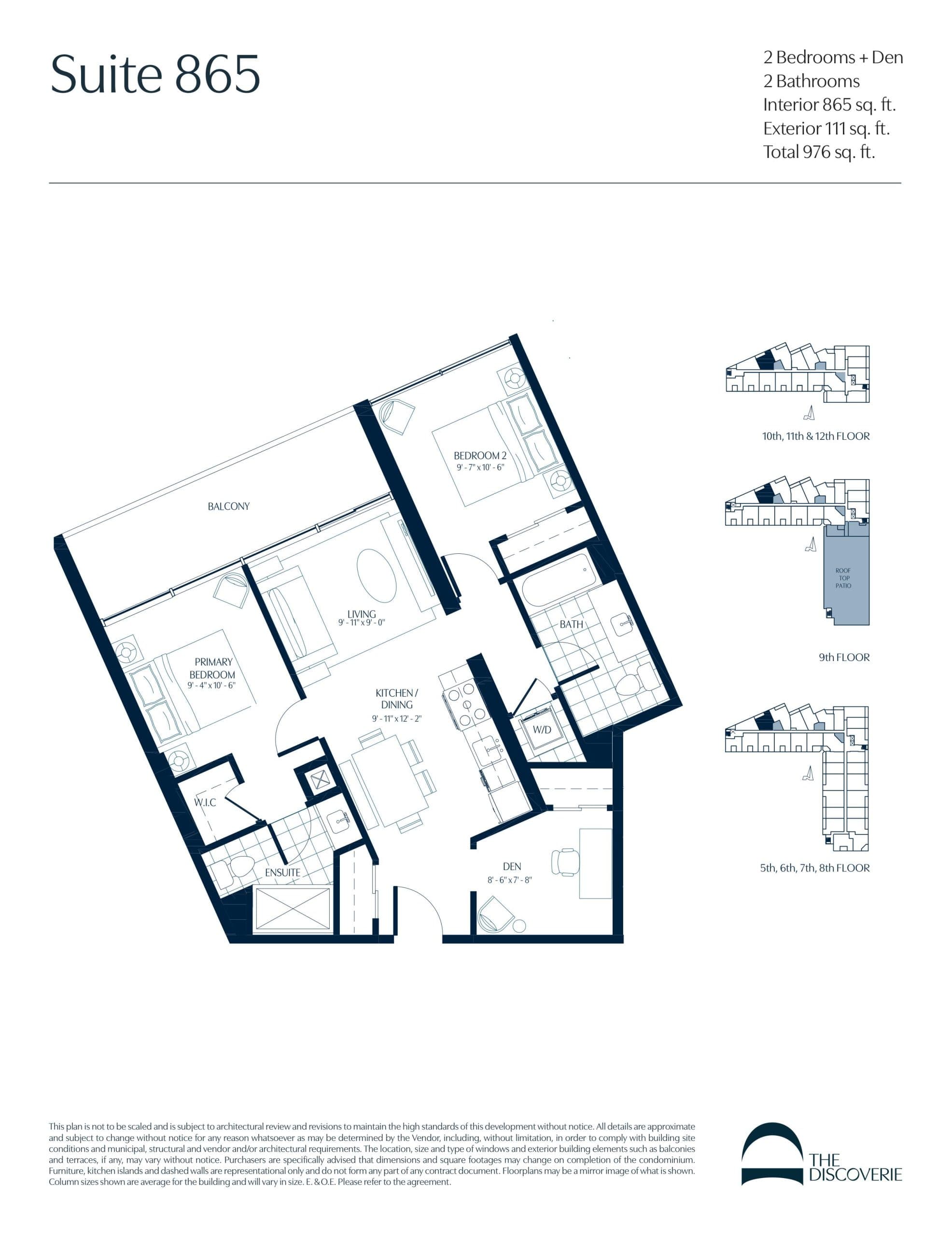 Suite 865 Floor Plan at The Discoverie Condos - 865 sq.ft