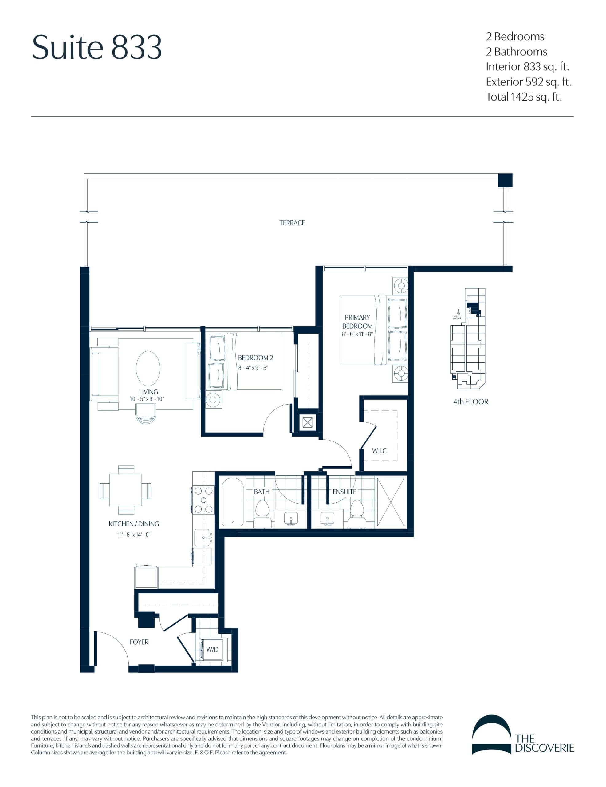 Suite 833 Floor Plan at The Discoverie Condos - 833 sq.ft