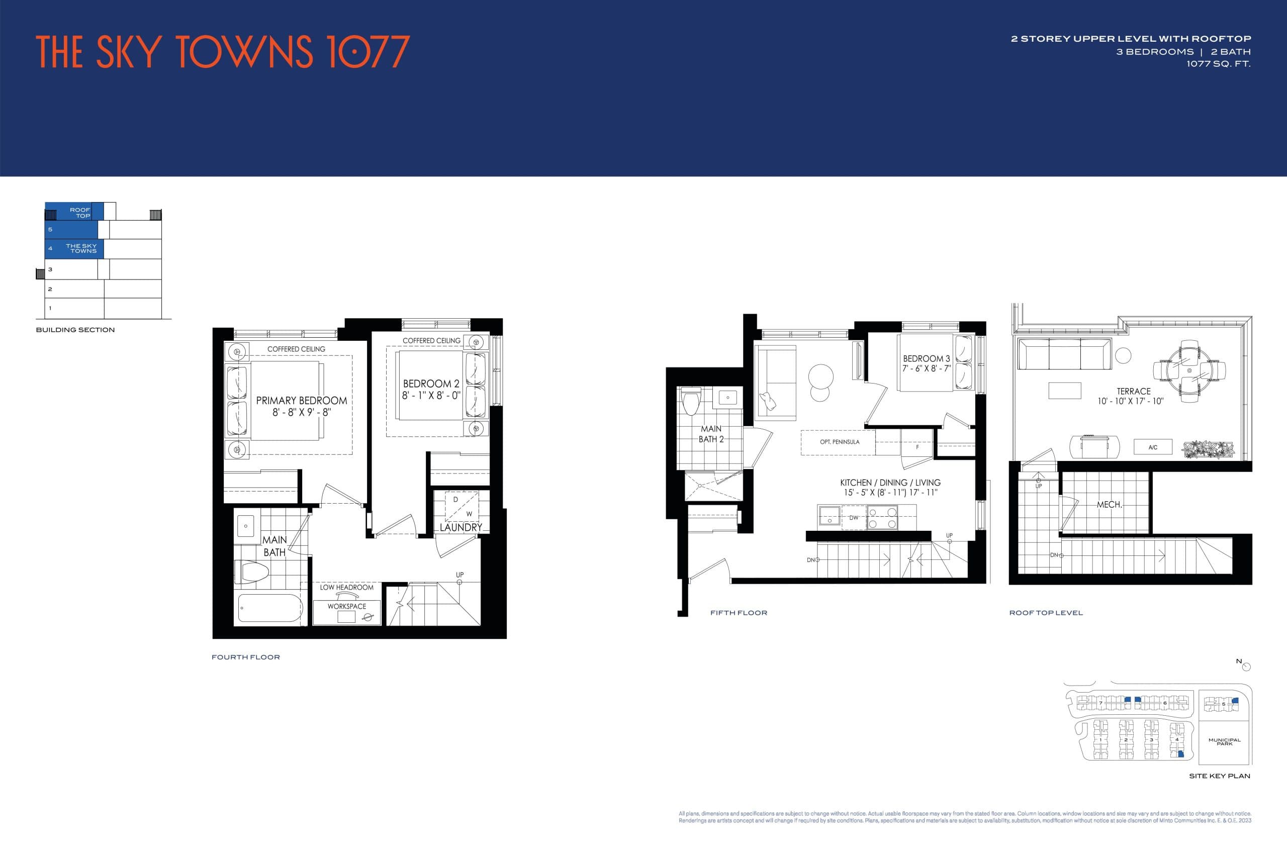 The Sky Towns 1077 Floor Plan at Westshore Towns - 1077 sq.ft