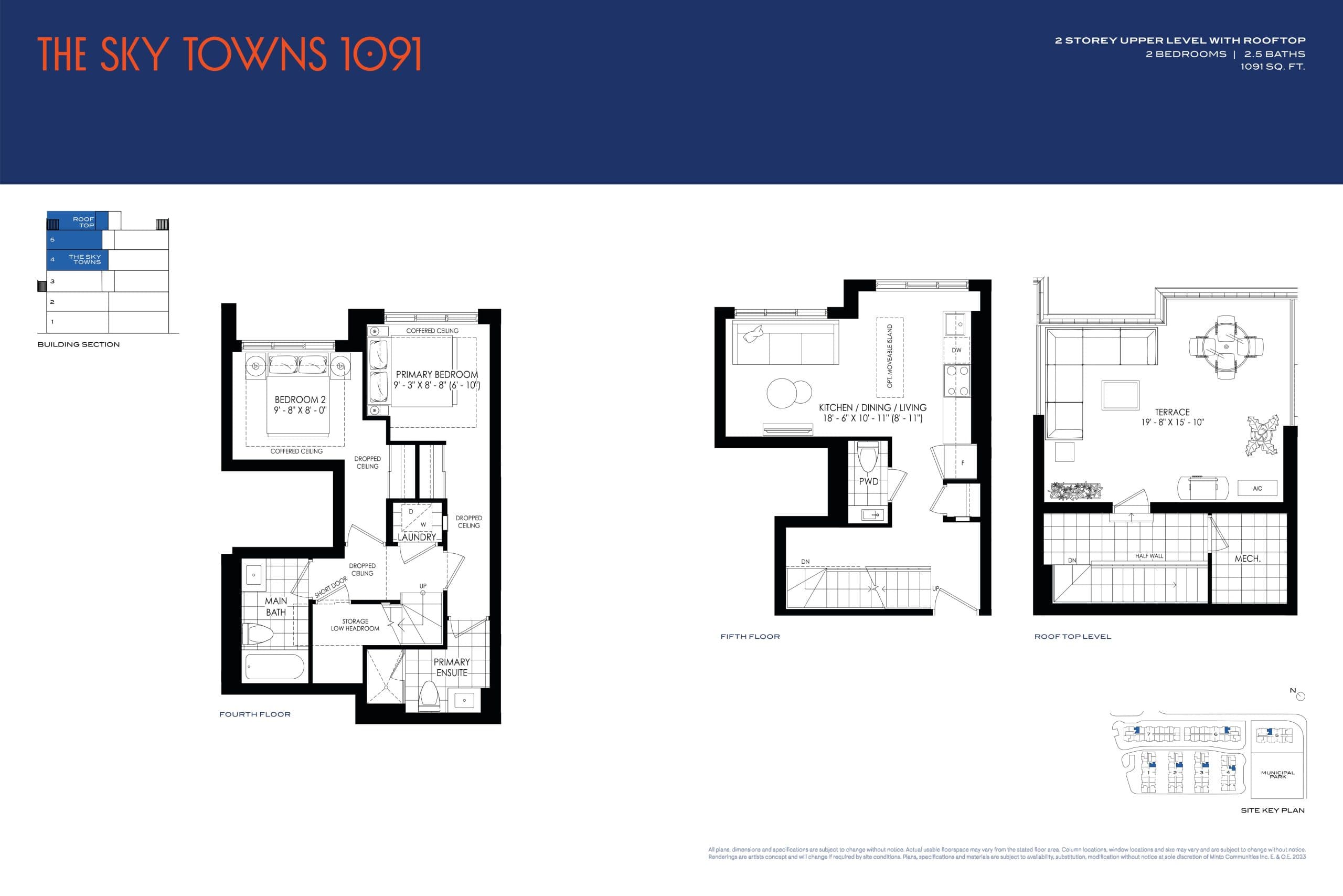 The Sky Towns 1091 Floor Plan at Westshore Towns - 1091 sq.ft