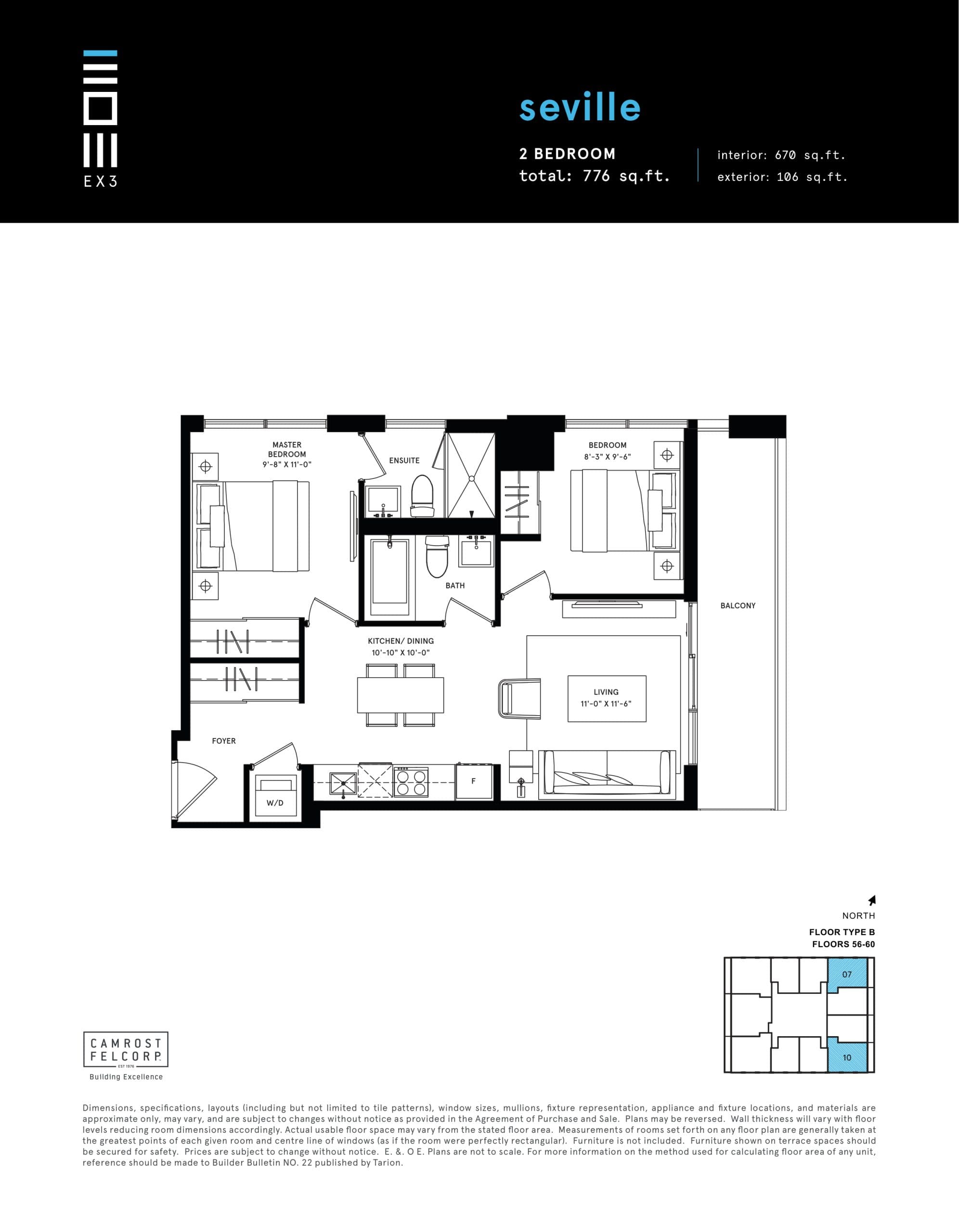 Seville Floor Plan at Exchange District Condos - Phase 3 (EX3) - 670 sq.ft