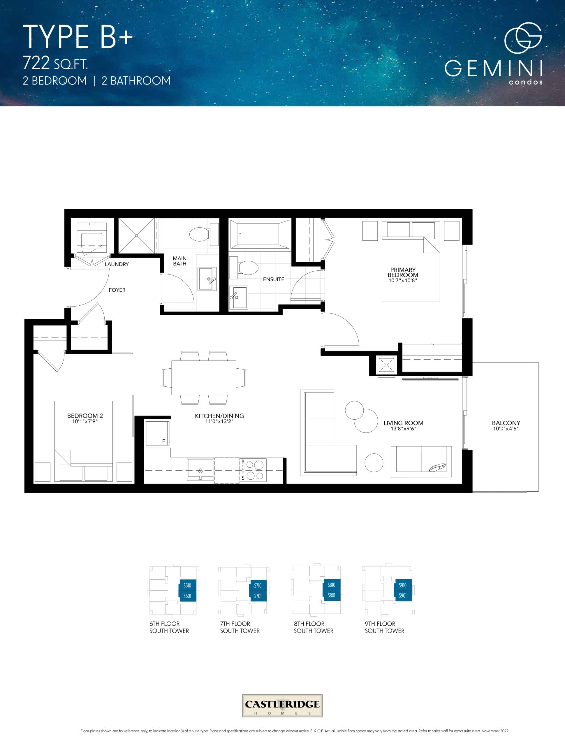Type B+ Floor Plan at Gemini Condos South Tower - 722 sq.ft