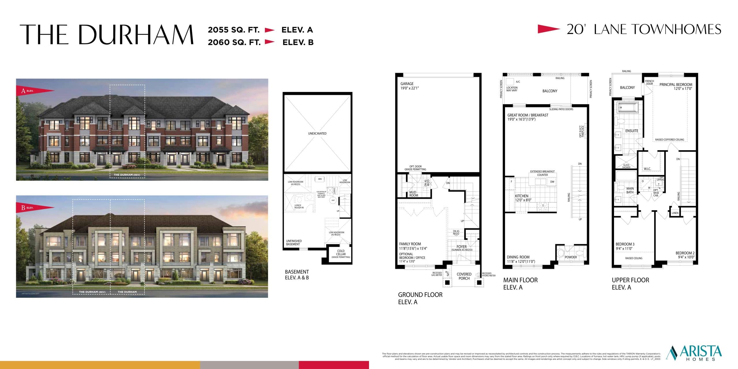 The Durham Floor Plan at Oakpointe in Upper Joshua Creek Towns - 2060 sq.ft