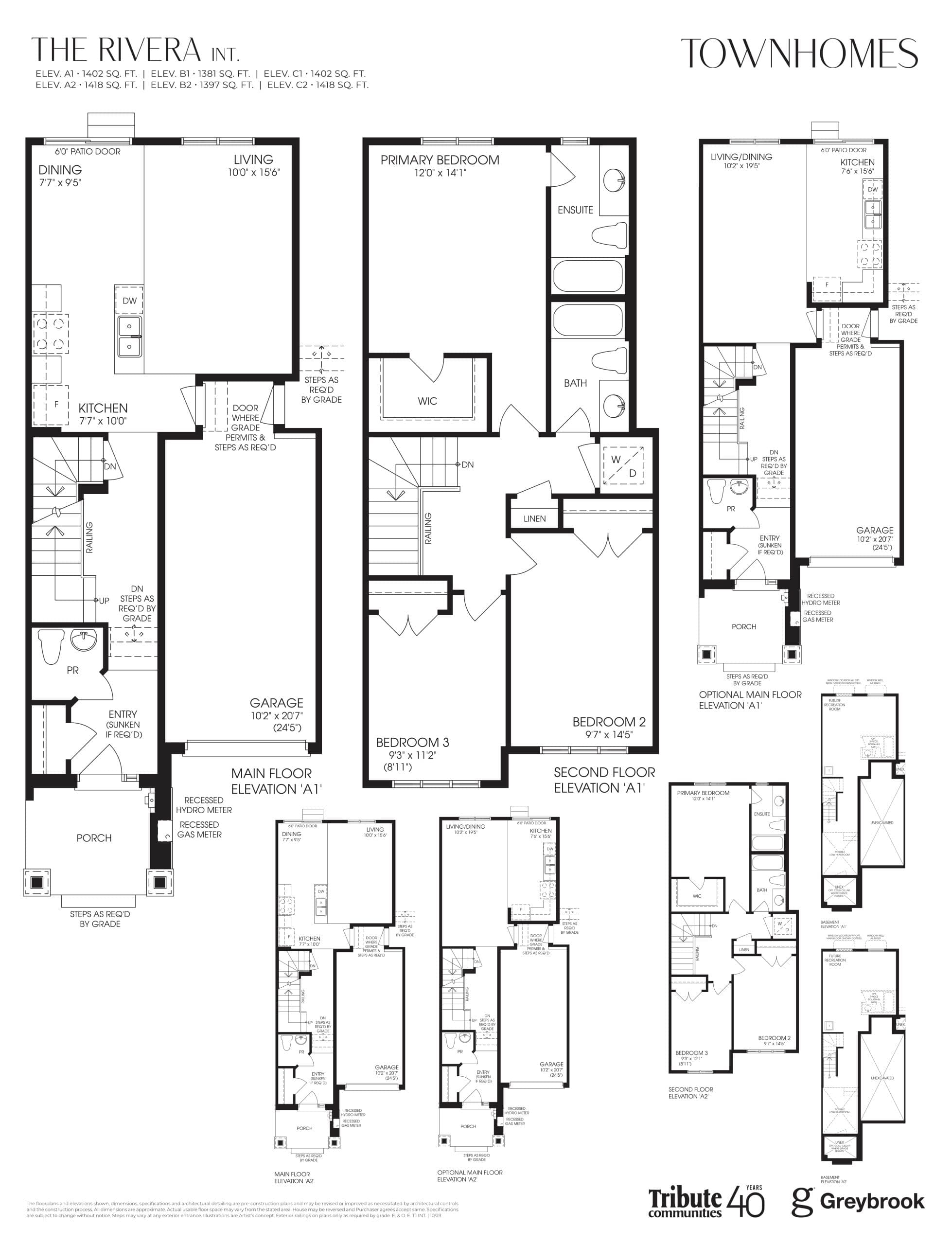 The Rivera (Interior) Floor Plan at Lindsay Heights Towns - 1402 sq.ft
