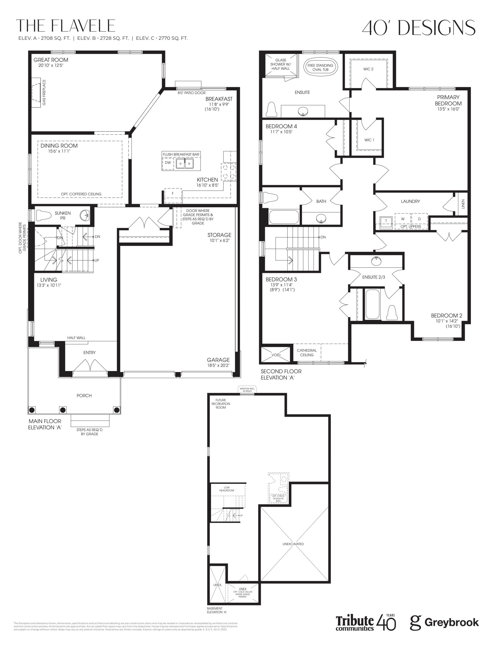 The Flavele 40' Floor Plan at Lindsay Heights Towns - 2708 sq.ft