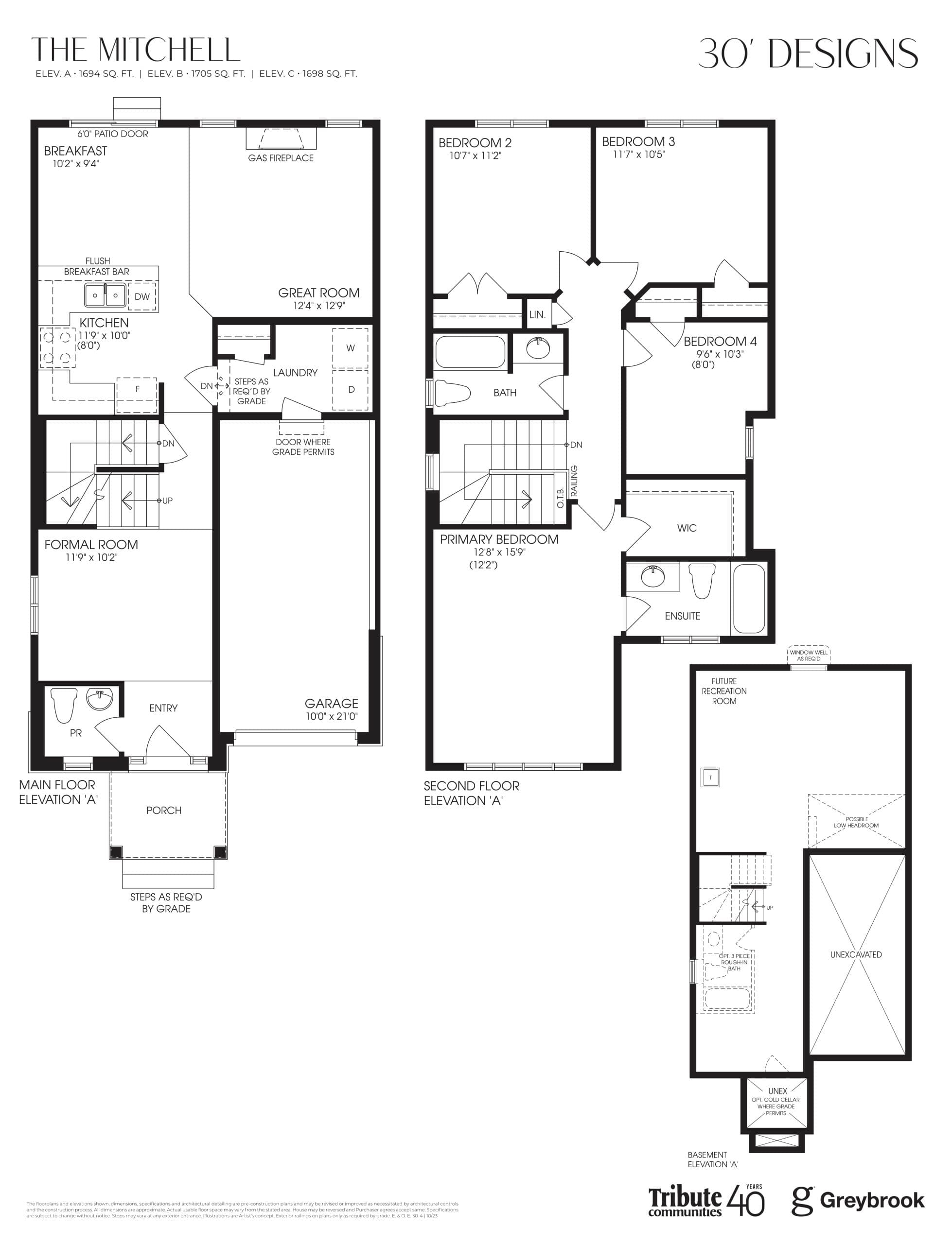 The Mitchell 30' Floor Plan at Lindsay Heights Towns - 1694 sq.ft