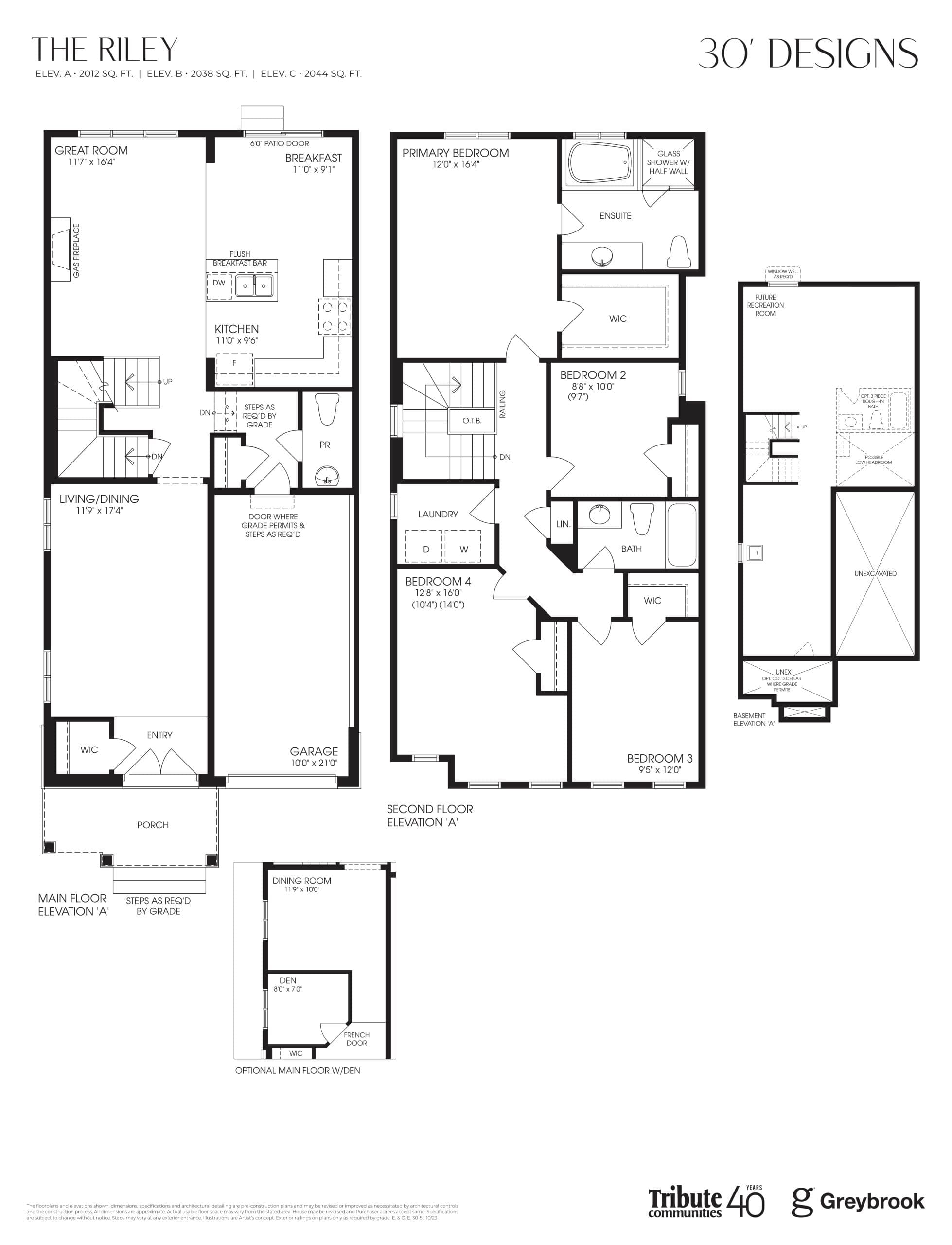 The Riley 30' Floor Plan at Lindsay Heights Towns - 2012 sq.ft