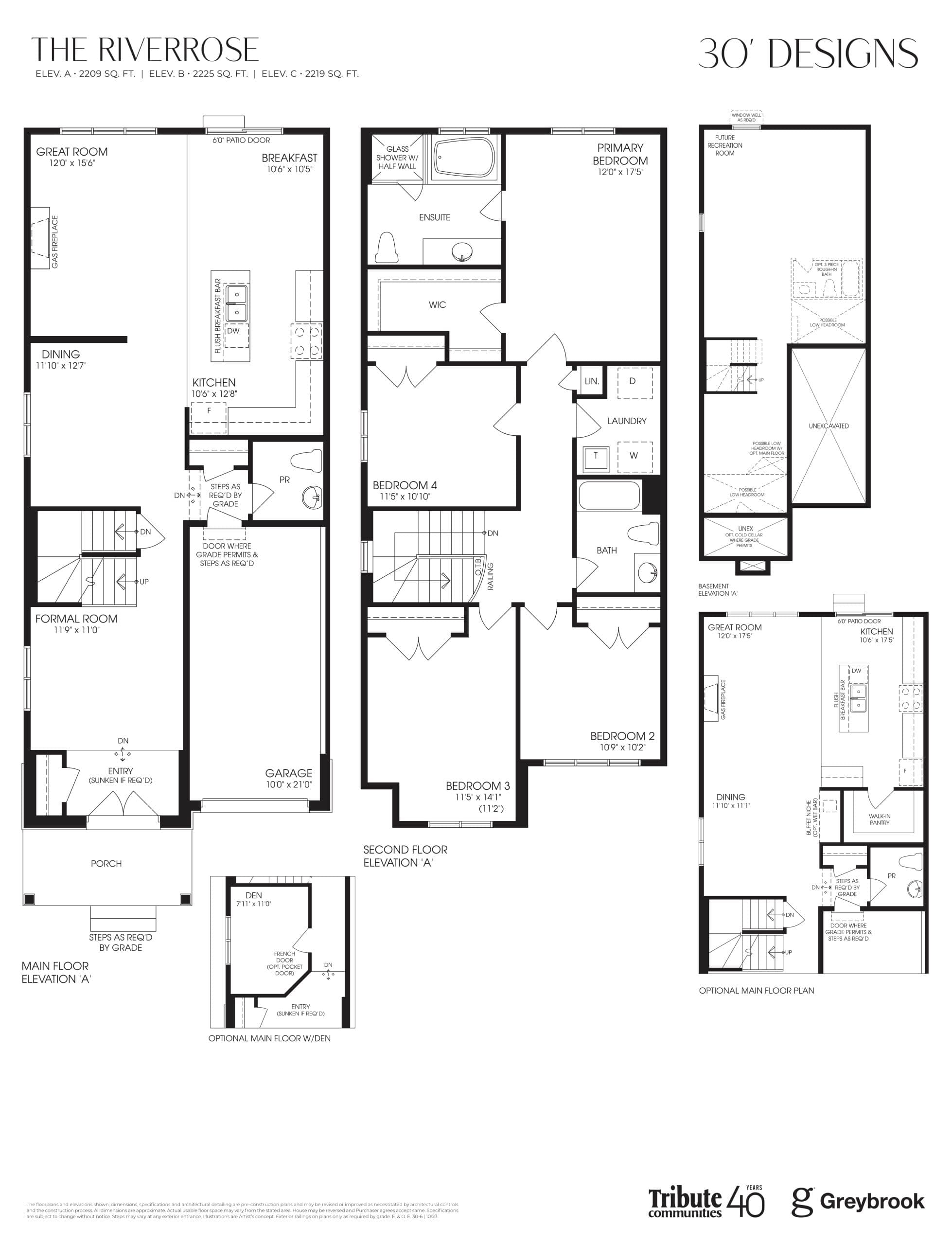 The Riverrose 30' Floor Plan at Lindsay Heights Towns - 2209 sq.ft