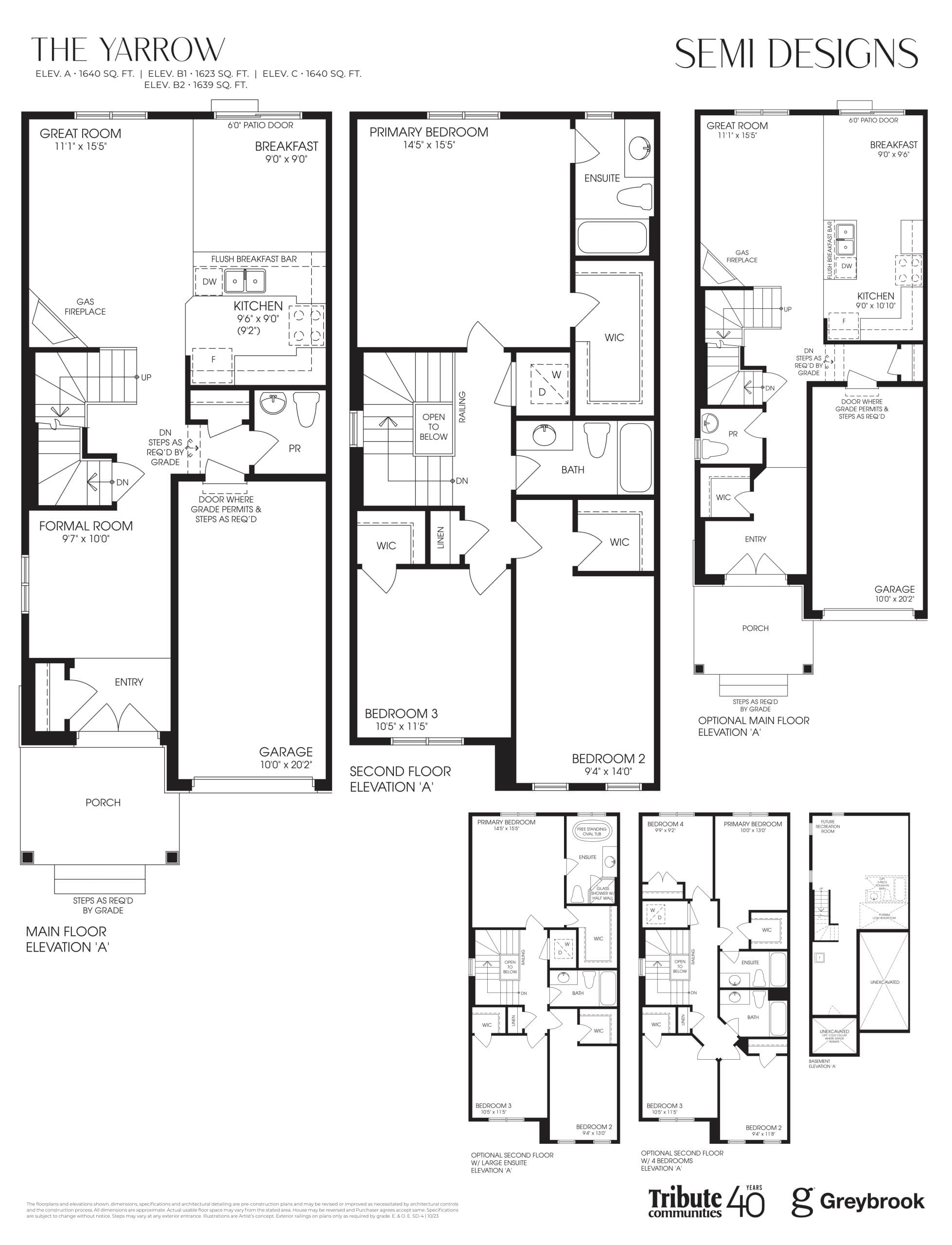 The Yarrow 25' Floor Plan at Lindsay Heights Towns - 1640 sq.ft