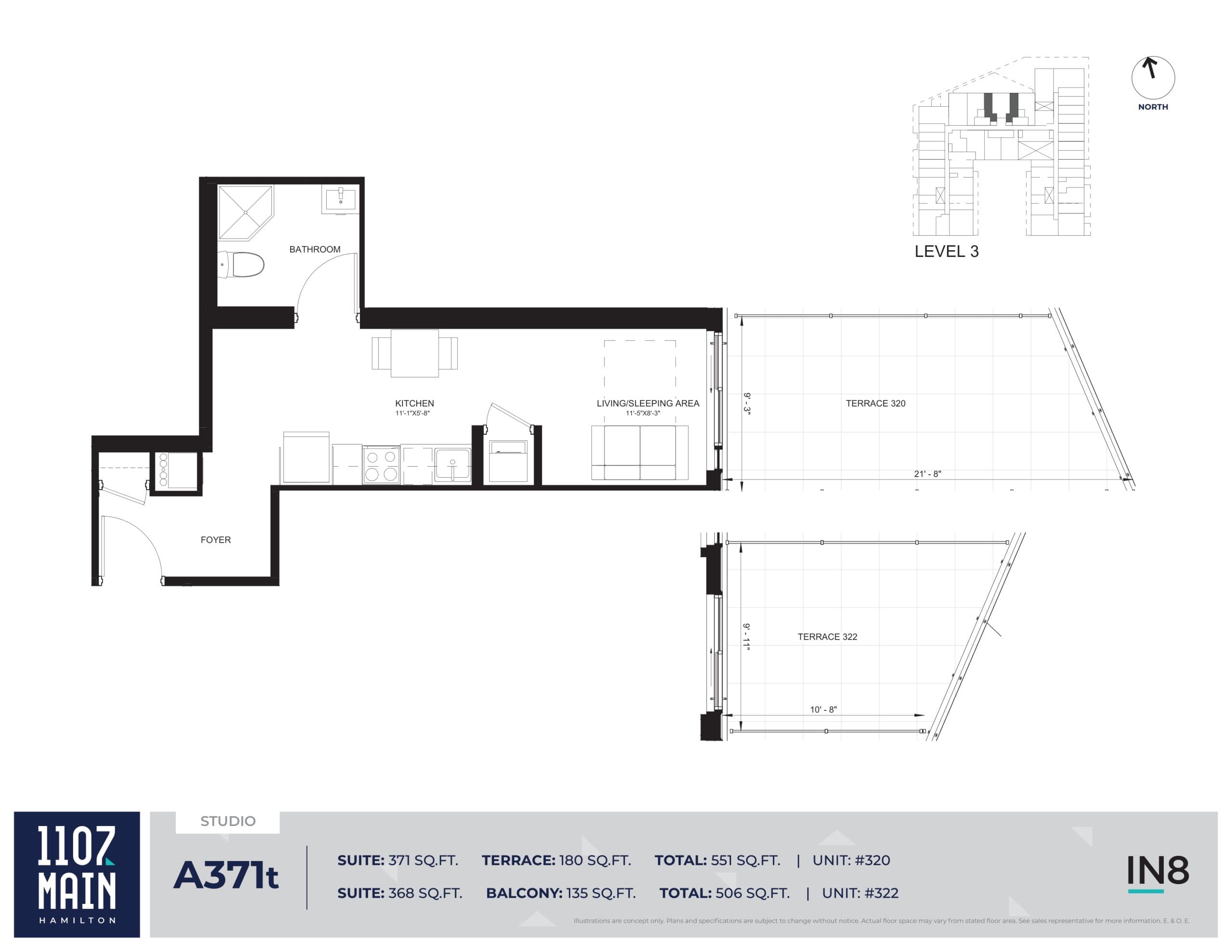A371t Floor Plan at 1107 Main Condos - 371 sq.ft