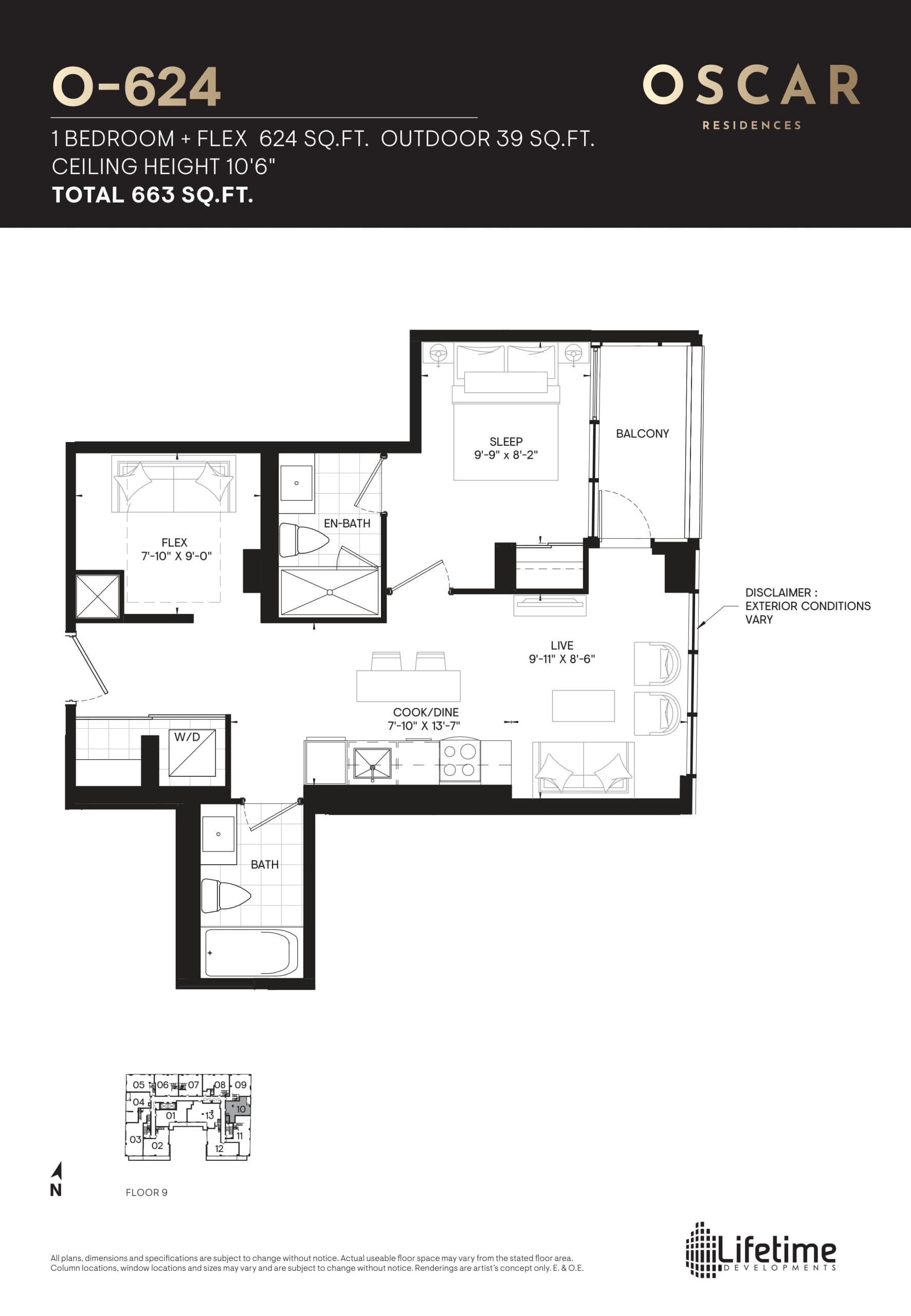 O-624 Floor Plan at Oscar Residences - 624 sq.ft