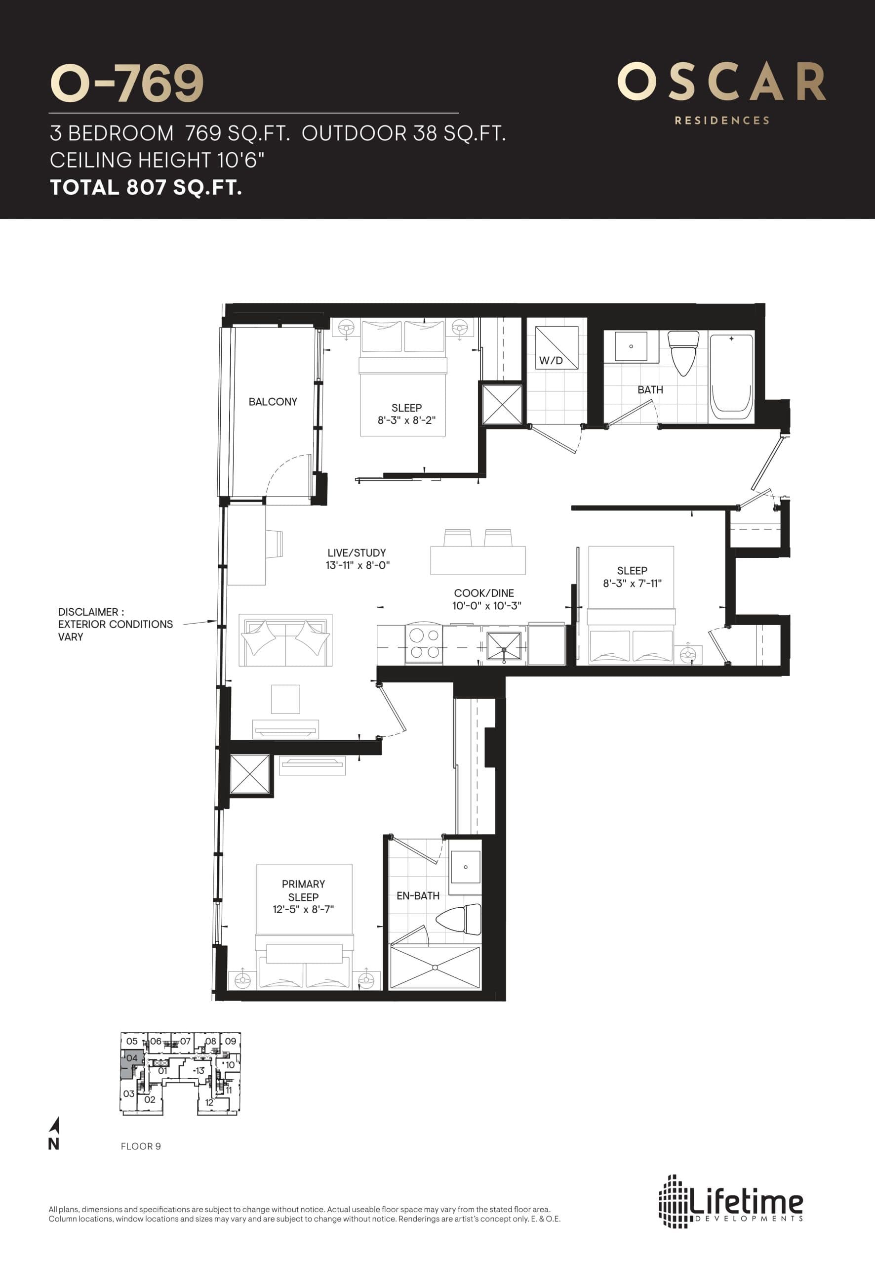 O-769 Floor Plan at Oscar Residences - 769 sq.ft