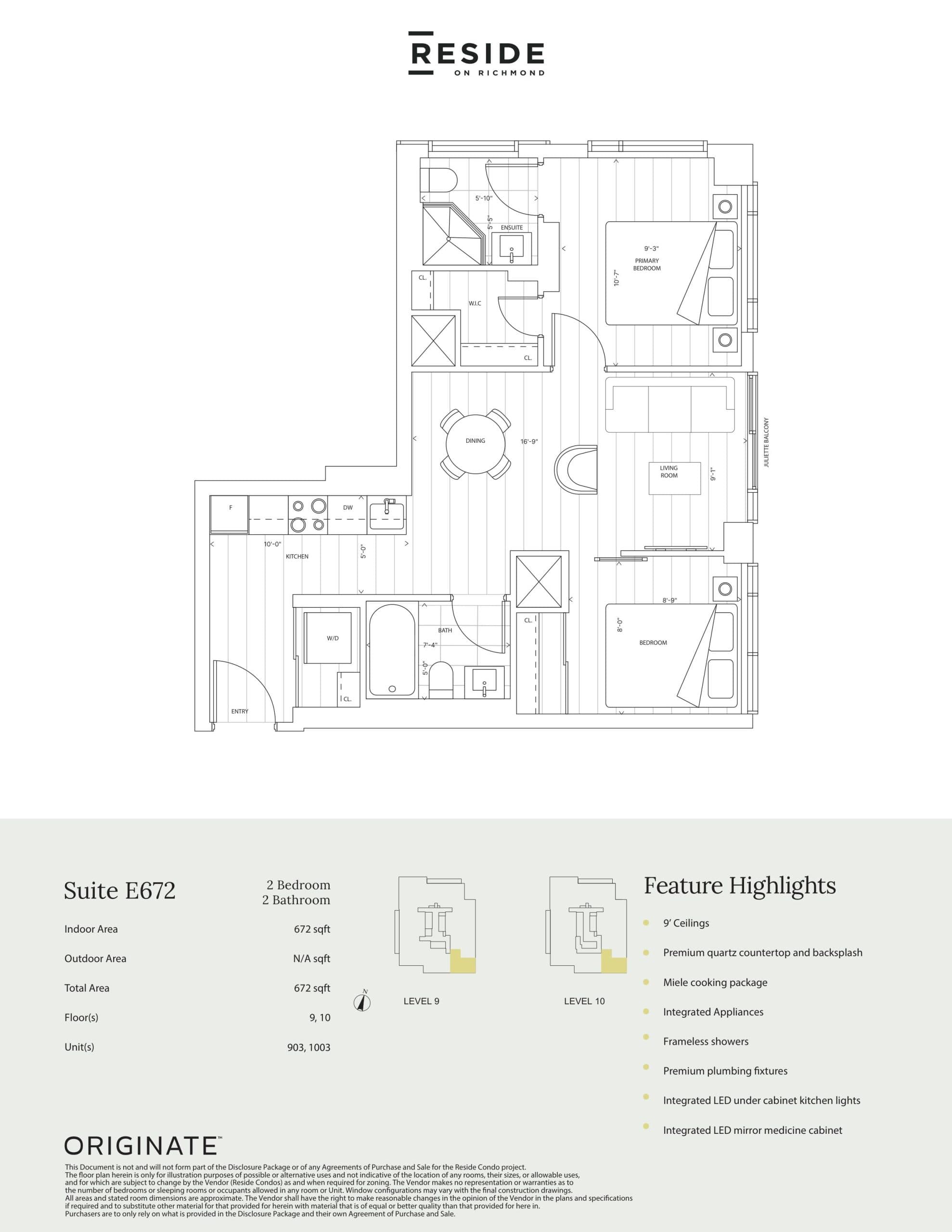 Suite E672 Floor Plan at Reside on Richmond Condos - 672 sq.ft
