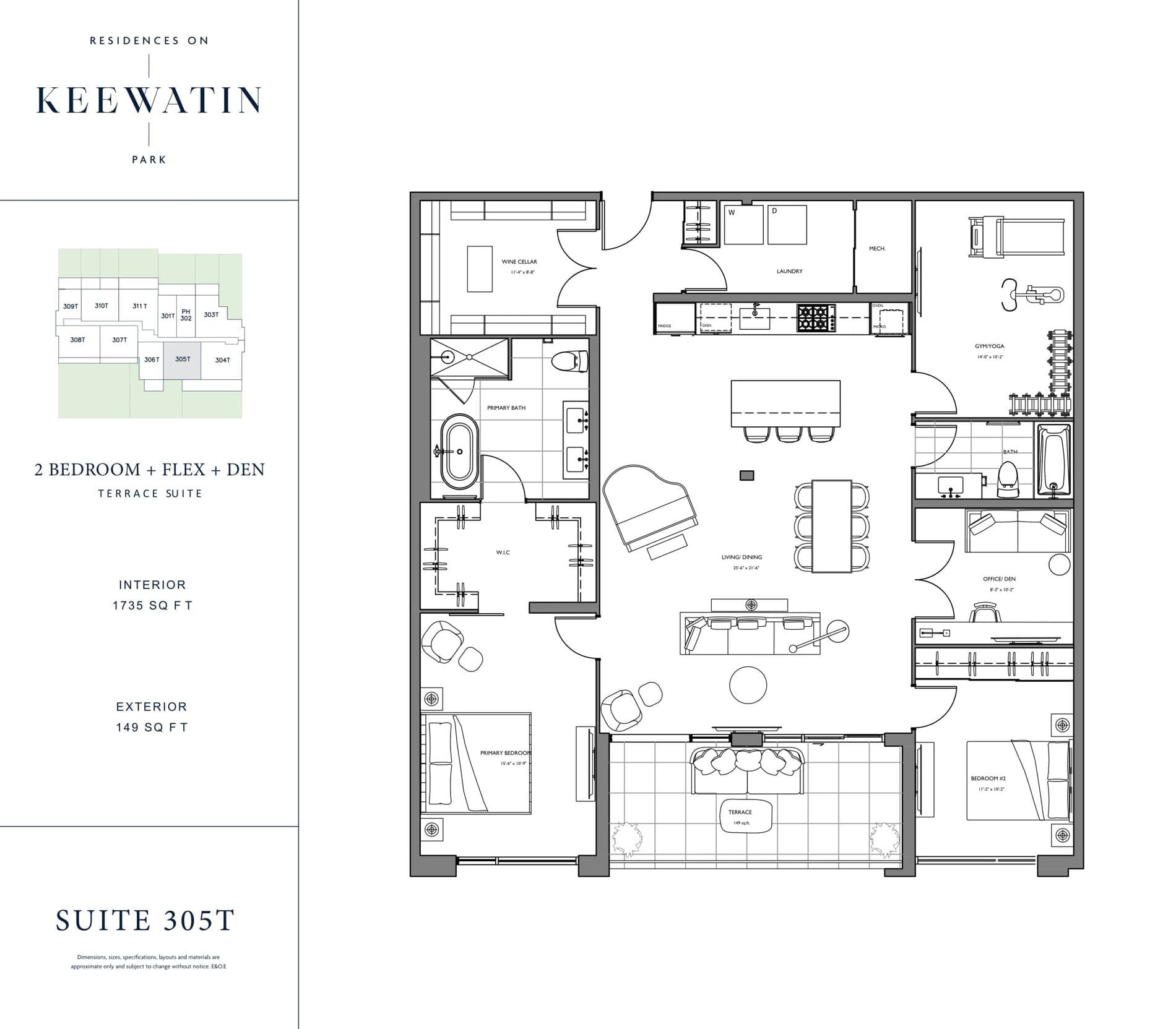 Suite 305T Floor Plan at Residences on Keewatin Park - 1735 sq.ft