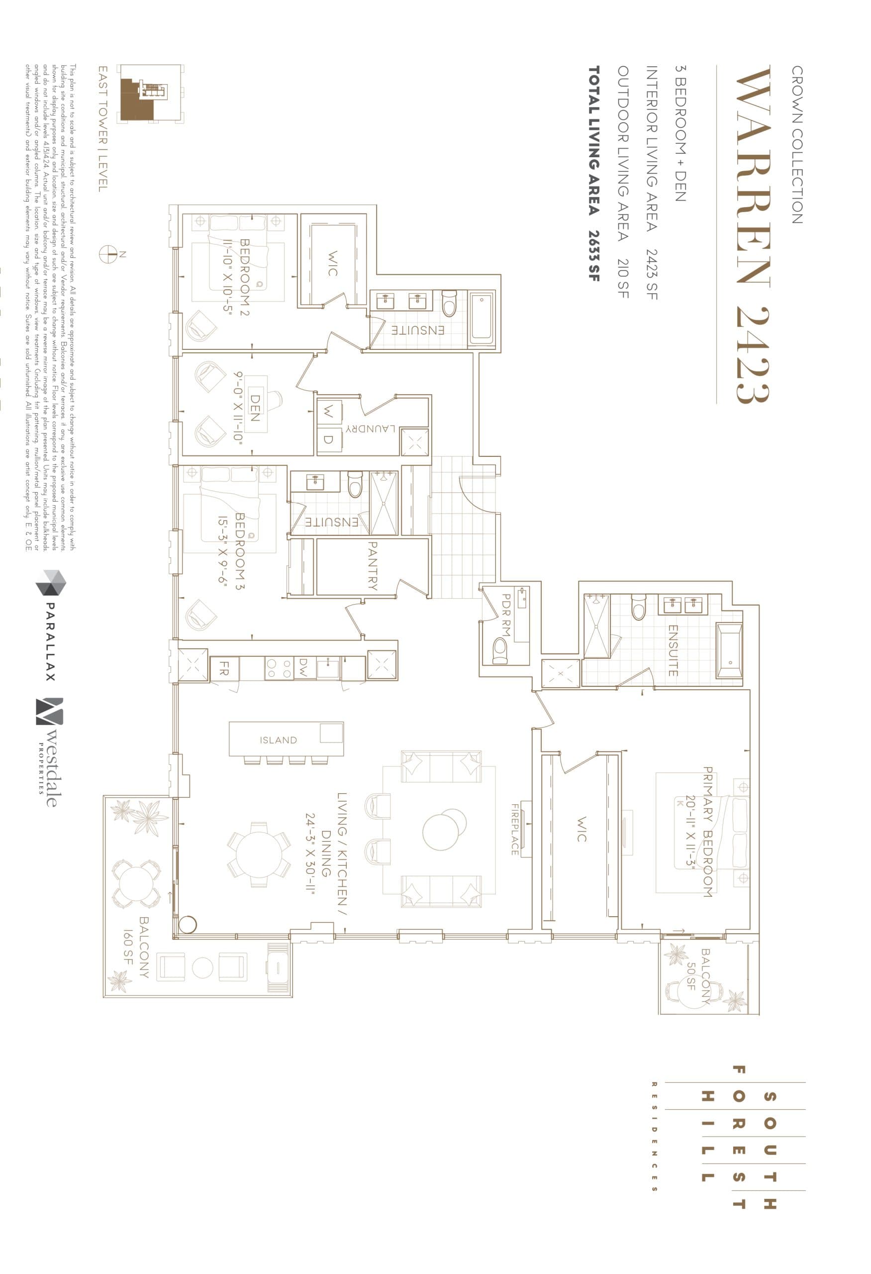 Warren 2423 Floor Plan at South Forest Hill Residences - 2423 sq.ft