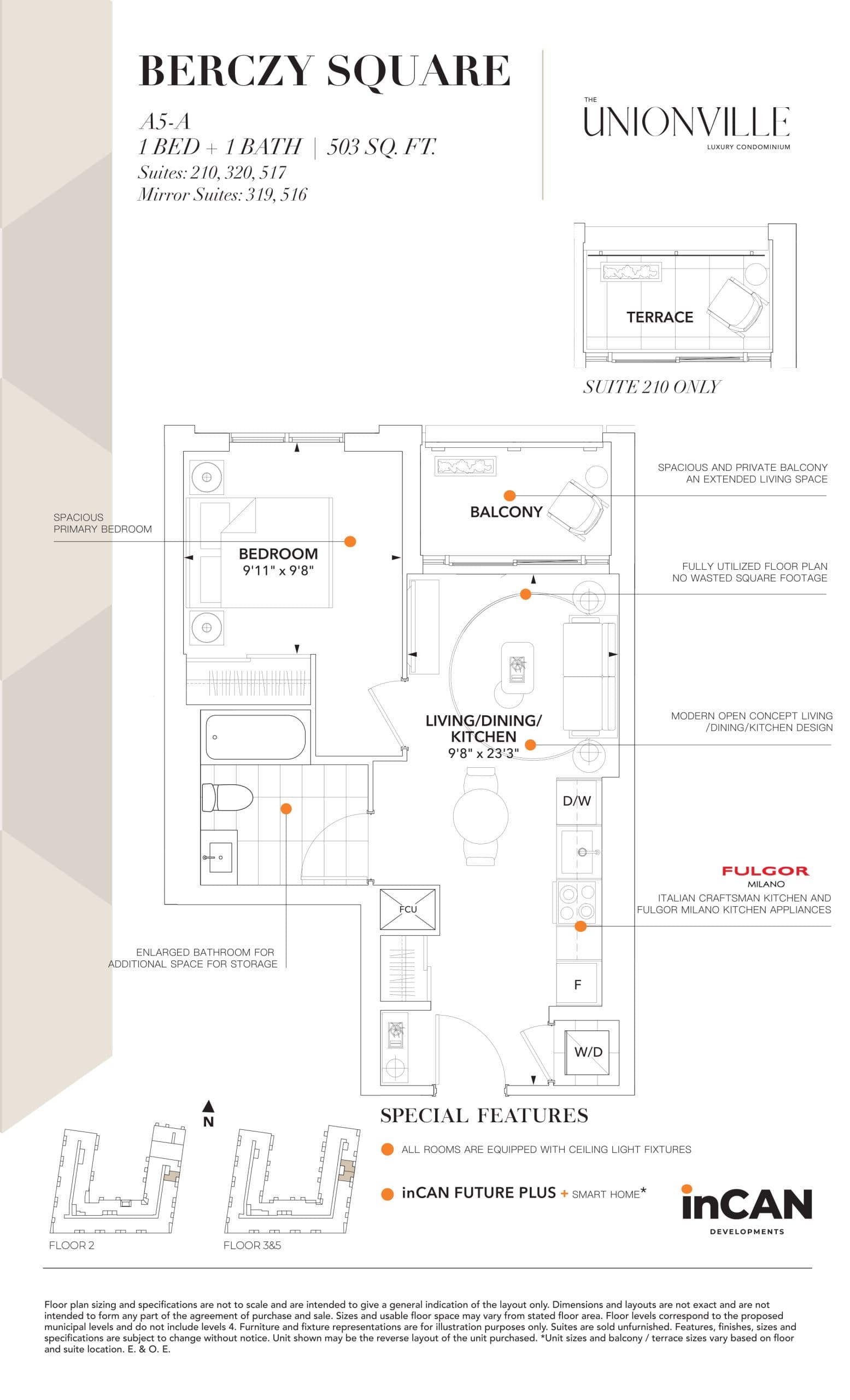 Berczy Square A5-A Floor Plan at The Unionville Condos - 503 sq.ft