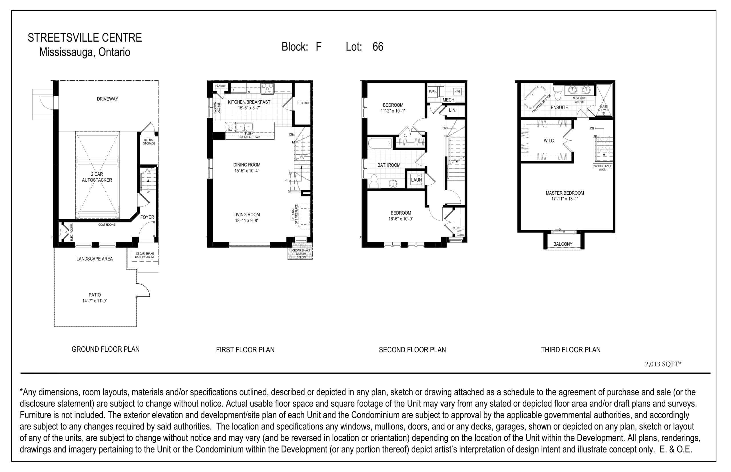 Lot 66 Block F Floor Plan at Streetsville Centre - 2013 sq.ft