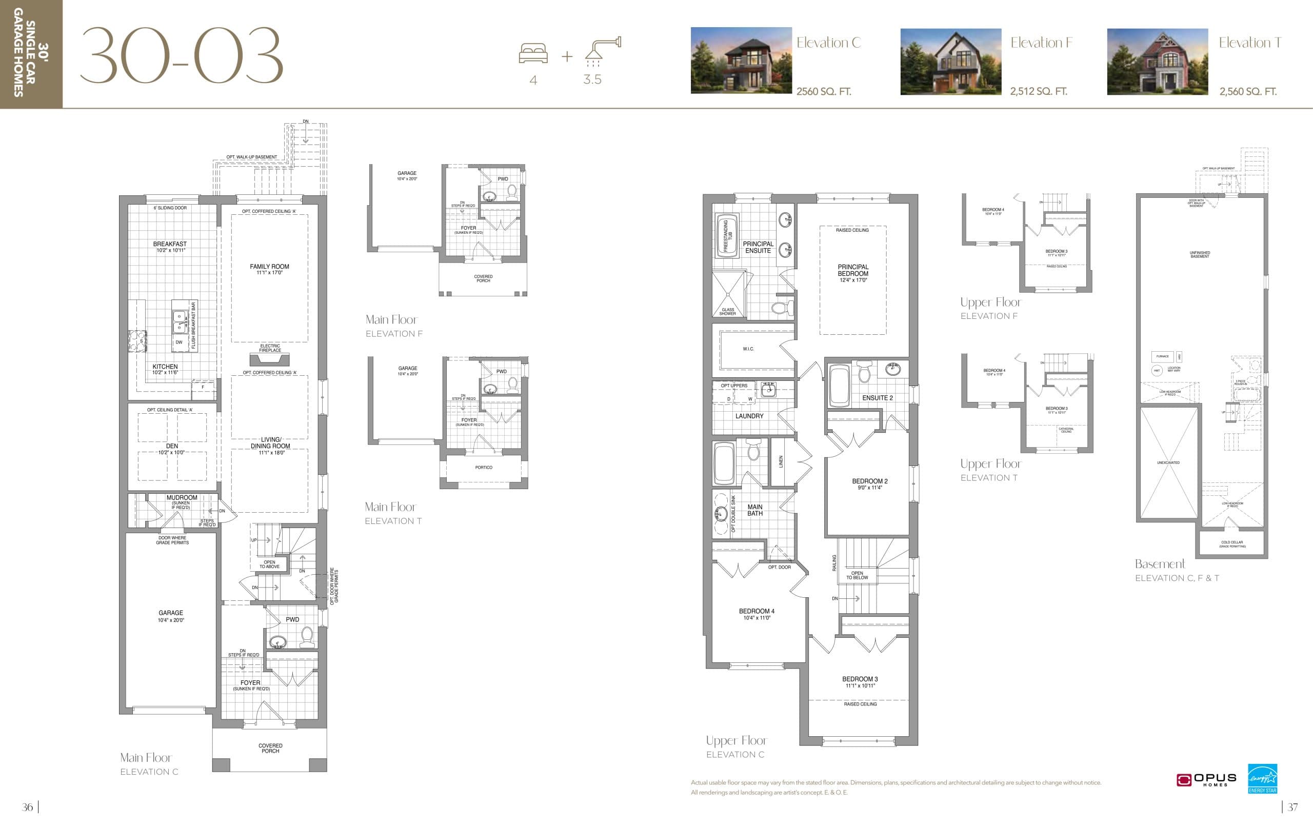 30-03 Floor Plan at The Castle Mile by OPUS Homes - 2560 sq.ft