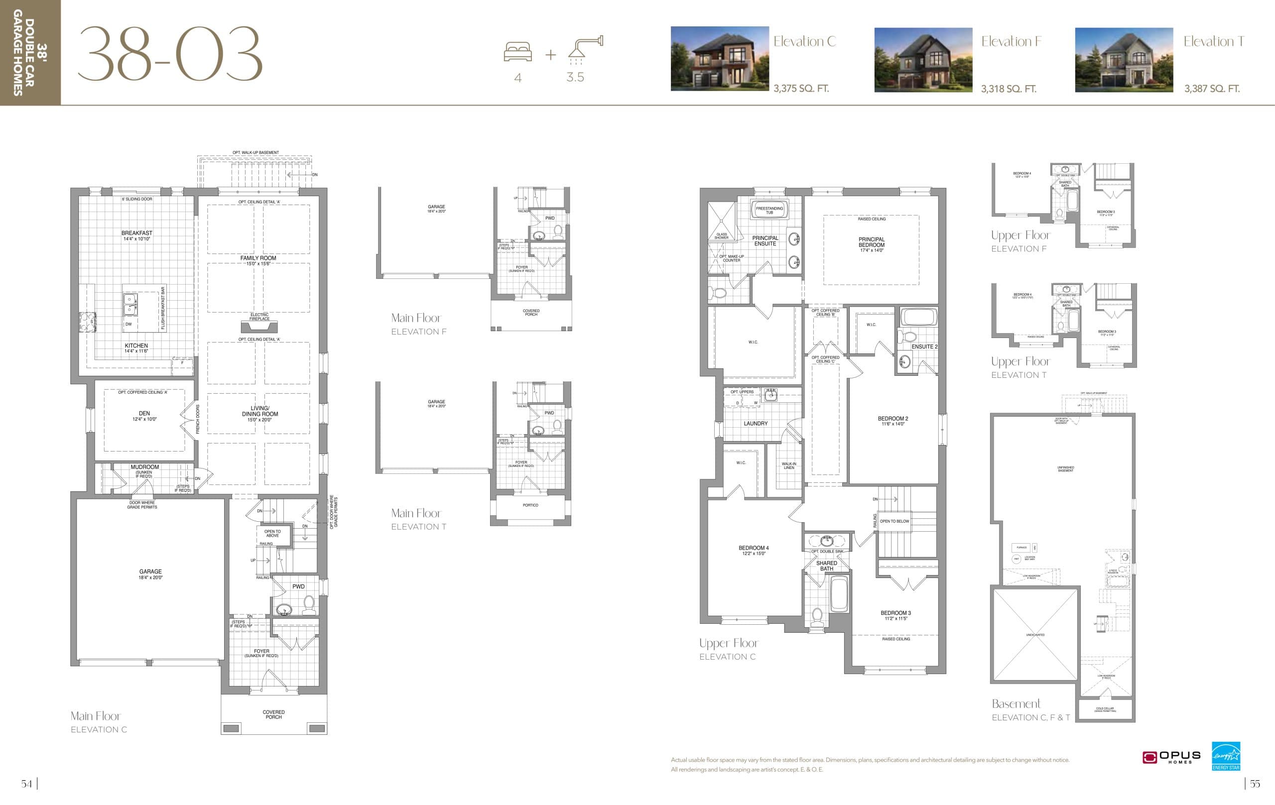 38-03 Floor Plan at The Castle Mile by OPUS Homes - 3387 sq.ft