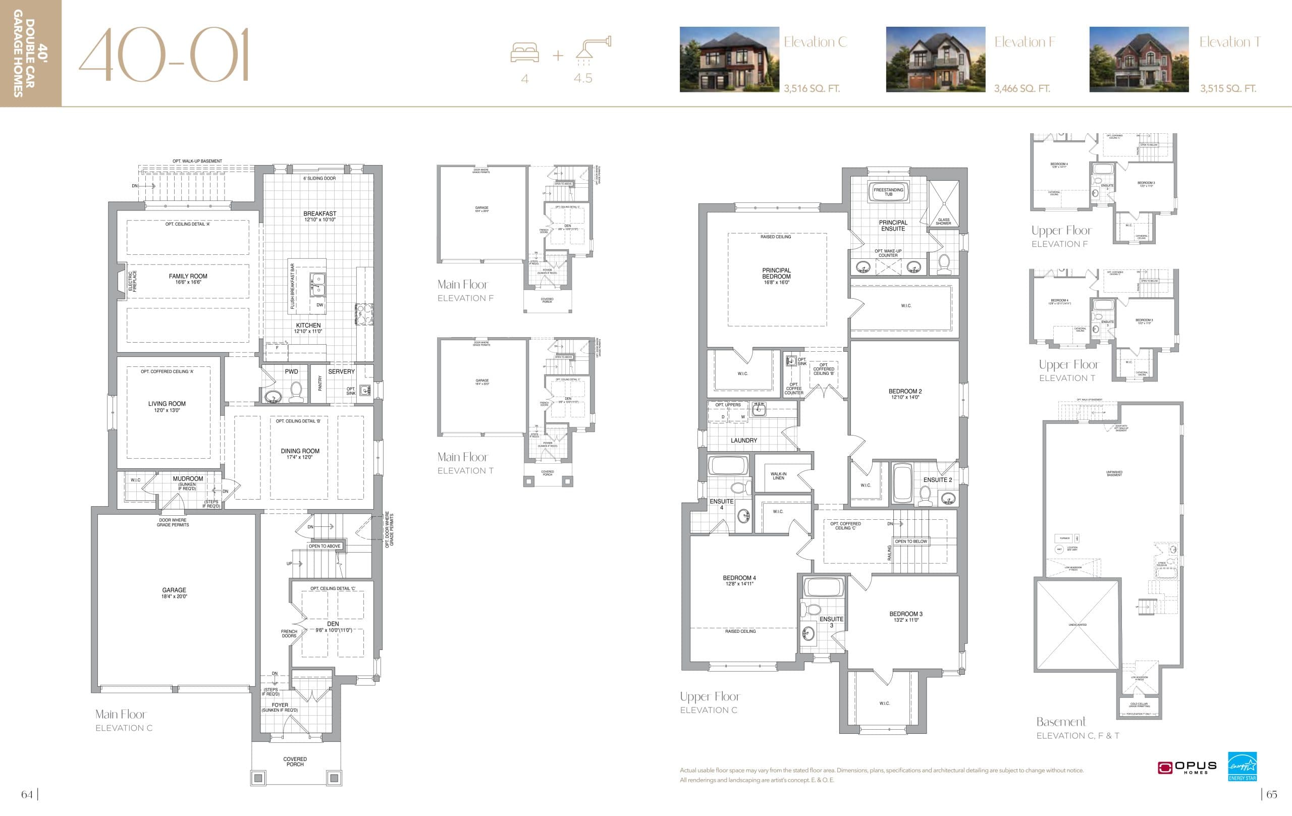 40-01 Floor Plan at The Castle Mile by OPUS Homes - 3516 sq.ft