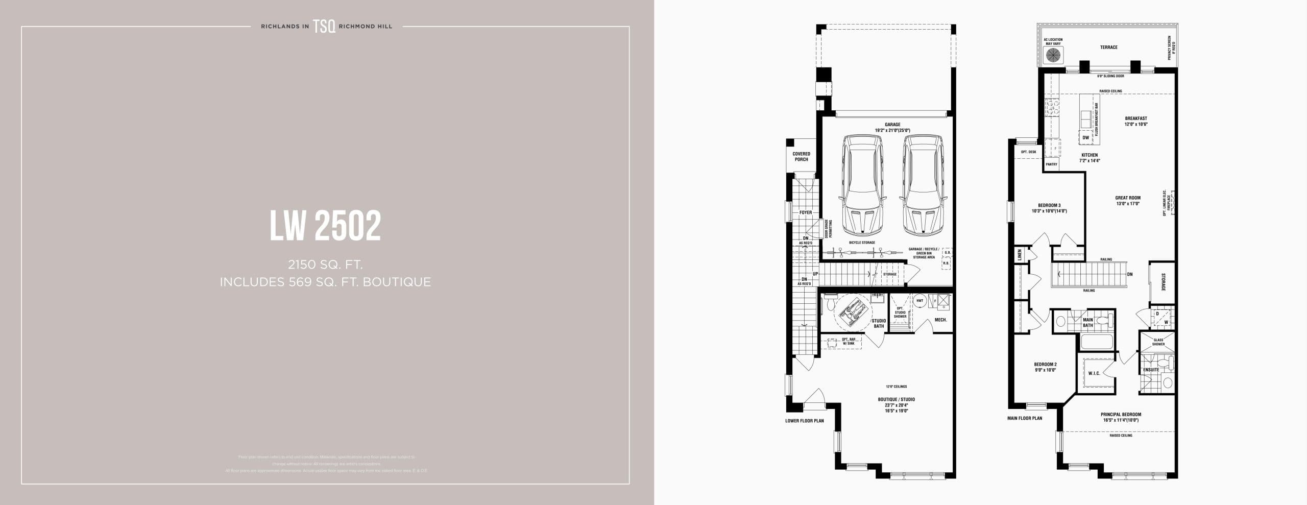 LW 2502 Floor Plan at Townsquare Towns - 2150 sq.ft