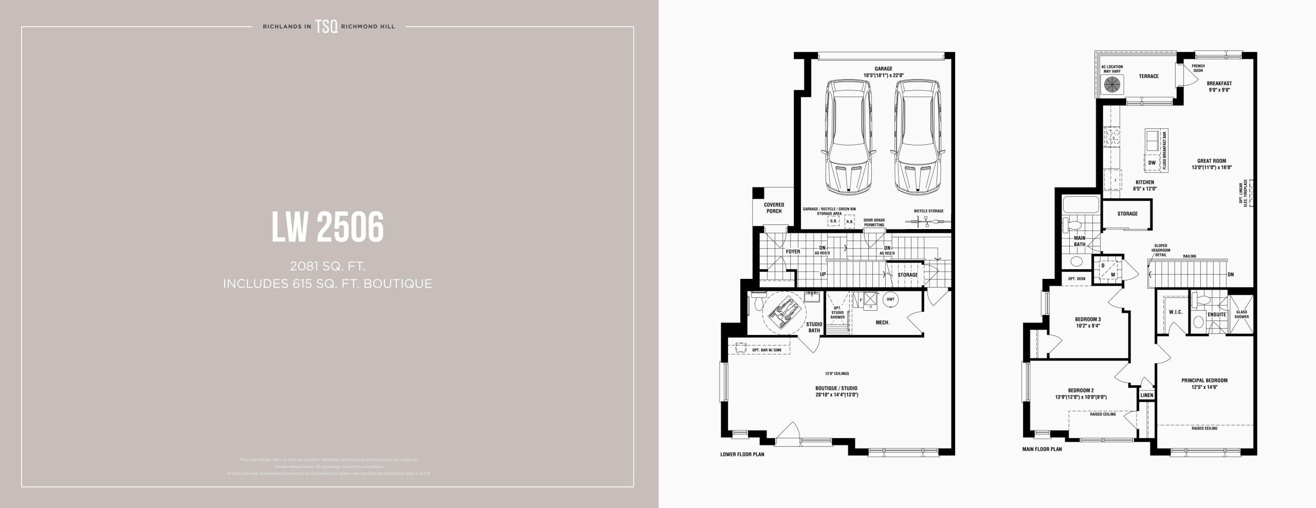 LW 2506 Floor Plan at Townsquare Towns - 2081 sq.ft