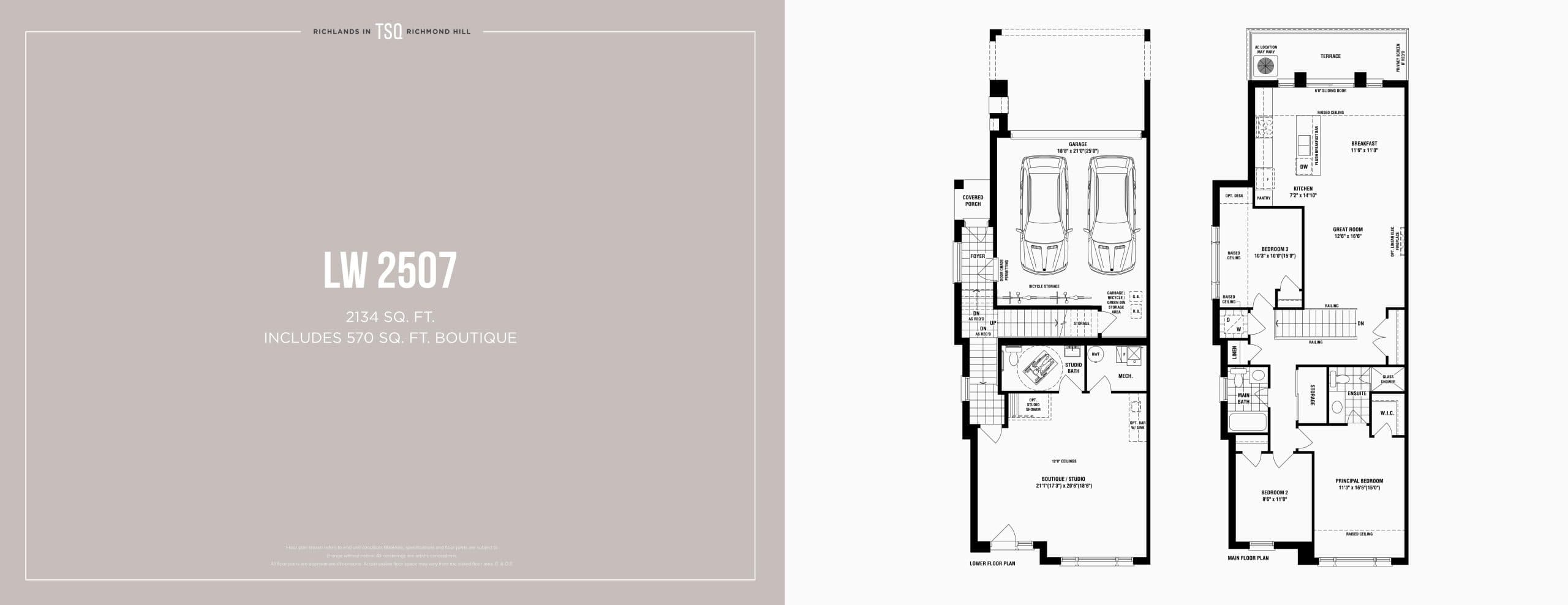 LW 2507 Floor Plan at Townsquare Towns - 2134 sq.ft
