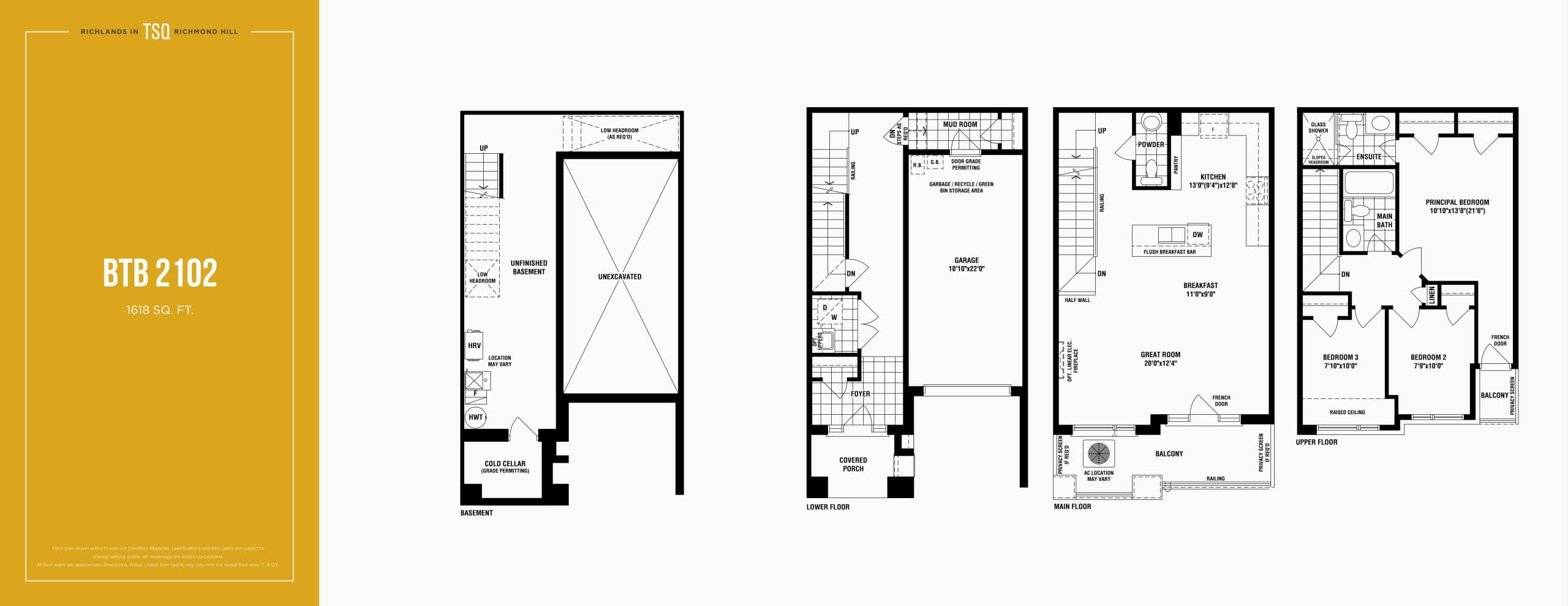 BTB 2102 Floor Plan at Townsquare Towns - 1618 sq.ft