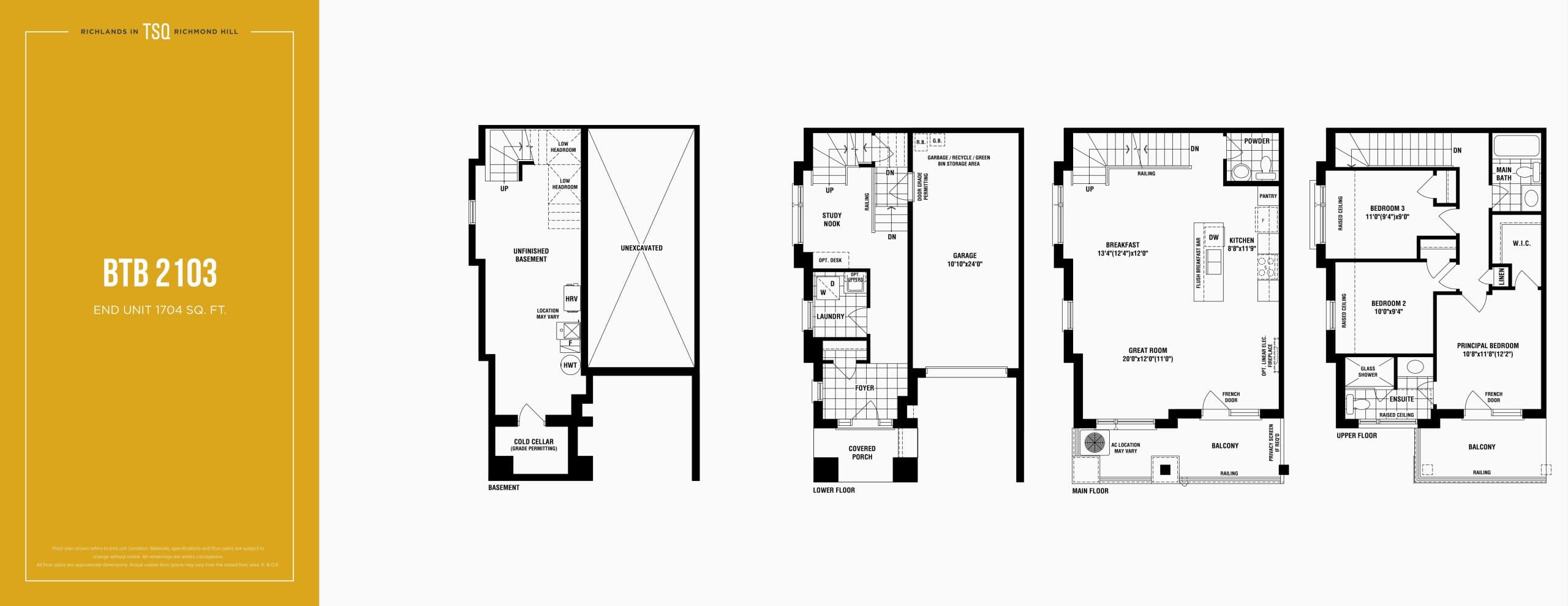 BTB 2103 Floor Plan at Townsquare Towns - 1704 sq.ft