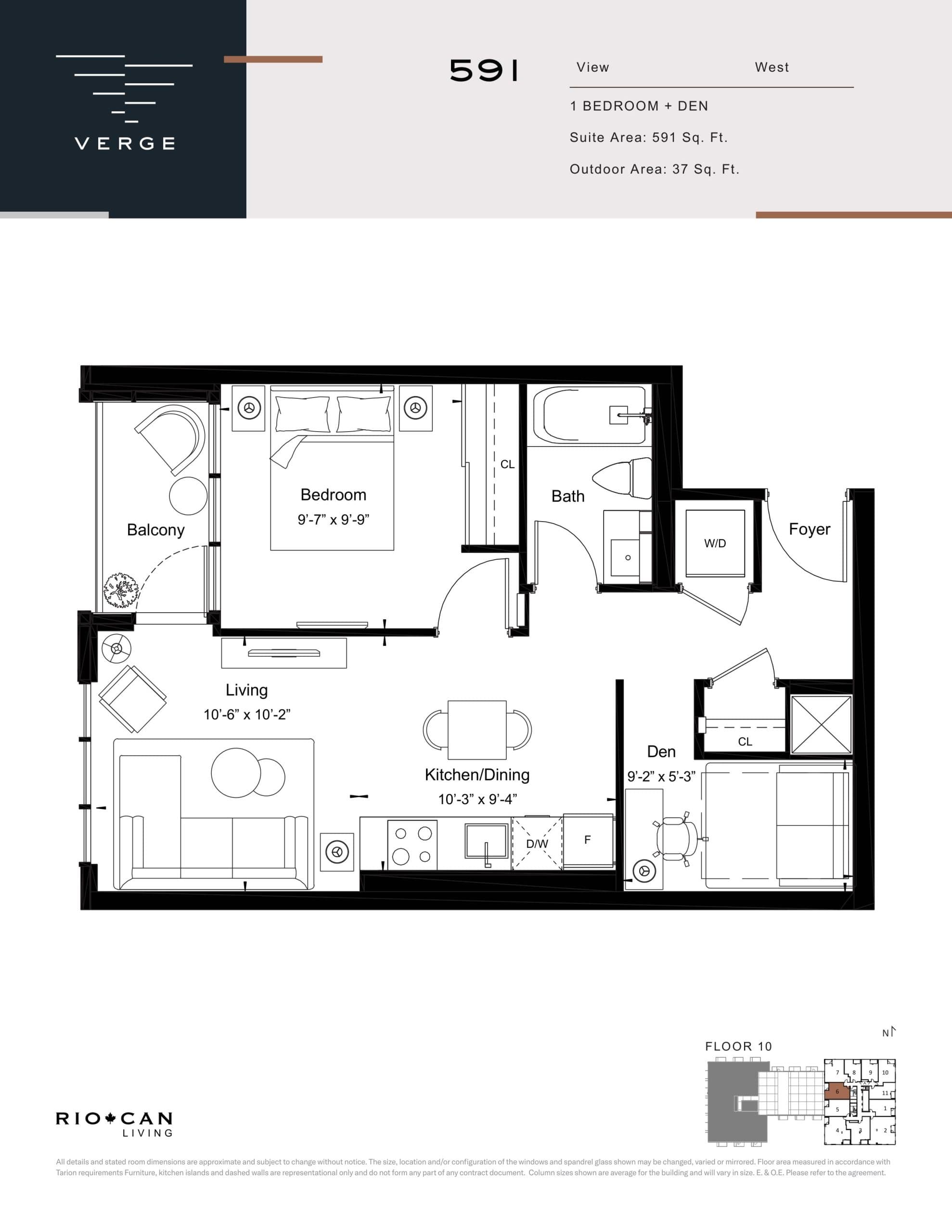 Suite 591 Floor Plan at Verge Condos - 591 sq.ft