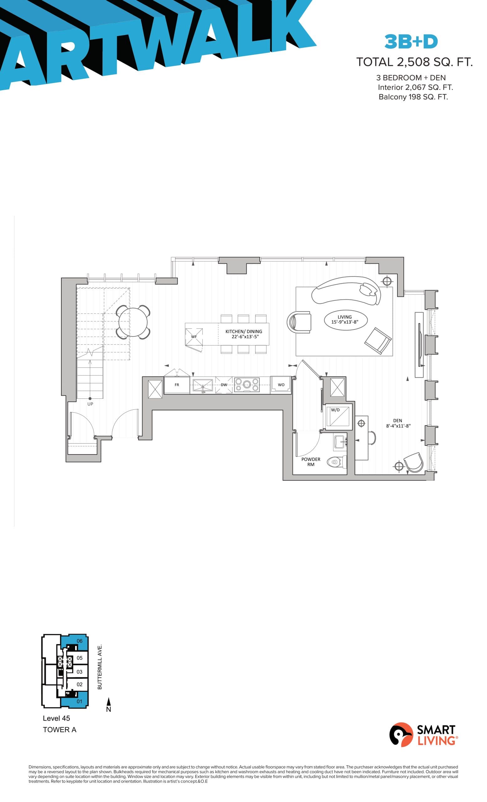3B+D (Penthouse) - 1 of 3 Floor Plan at ArtWalk Condos - 2067 sq.ft
