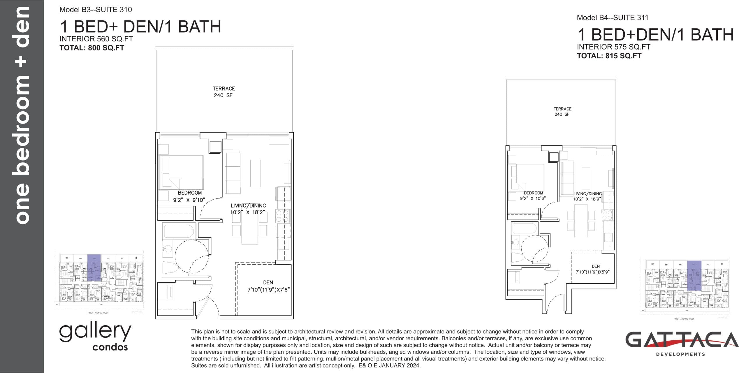 Model B3 - Suite 310 Floor Plan at Gallery Condos by Gattaca Homes - 560 sq.ft