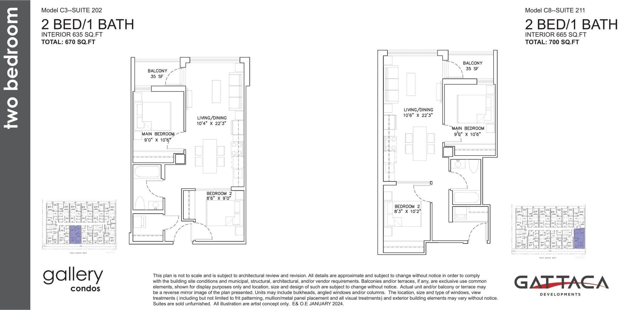 Model C3 - Suite 202 Floor Plan at Gallery Condos by Gattaca Homes - 635 sq.ft