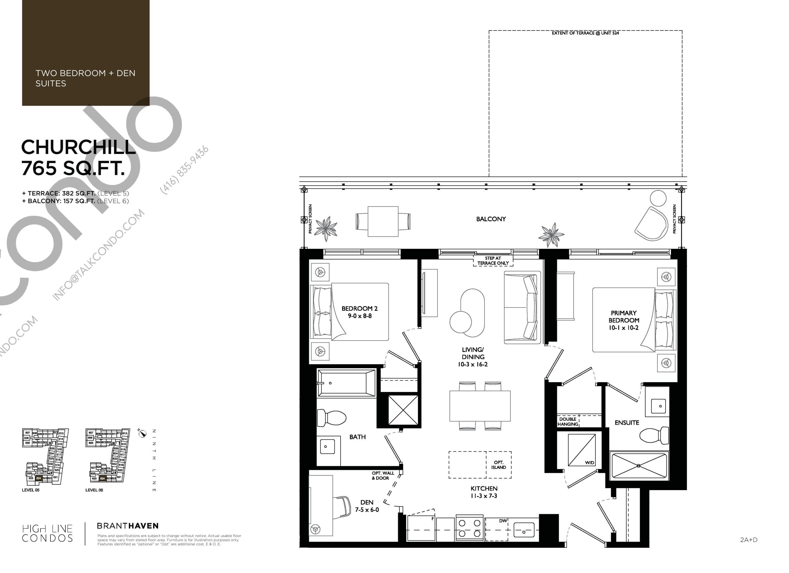 Churchill Floor Plan at High Line Condos - 765 sq.ft