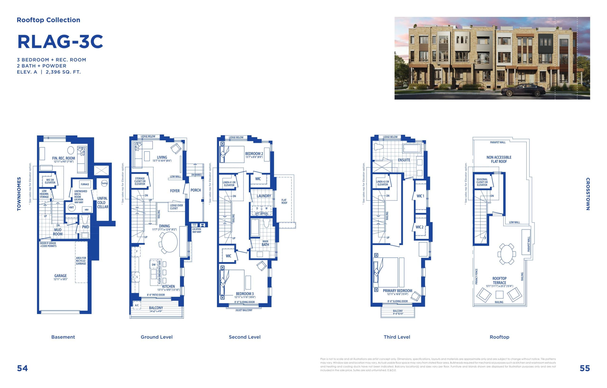 RLAG-3C Floor Plan at Townhomes at Crosstown - 2396 sq.ft
