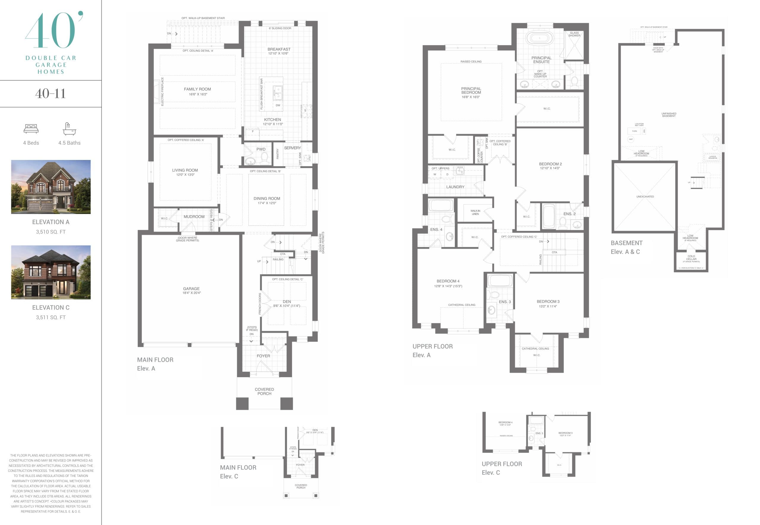 40-11 Floor Plan at Whitby Meadows by OPUS Homes - 3511 sq.ft