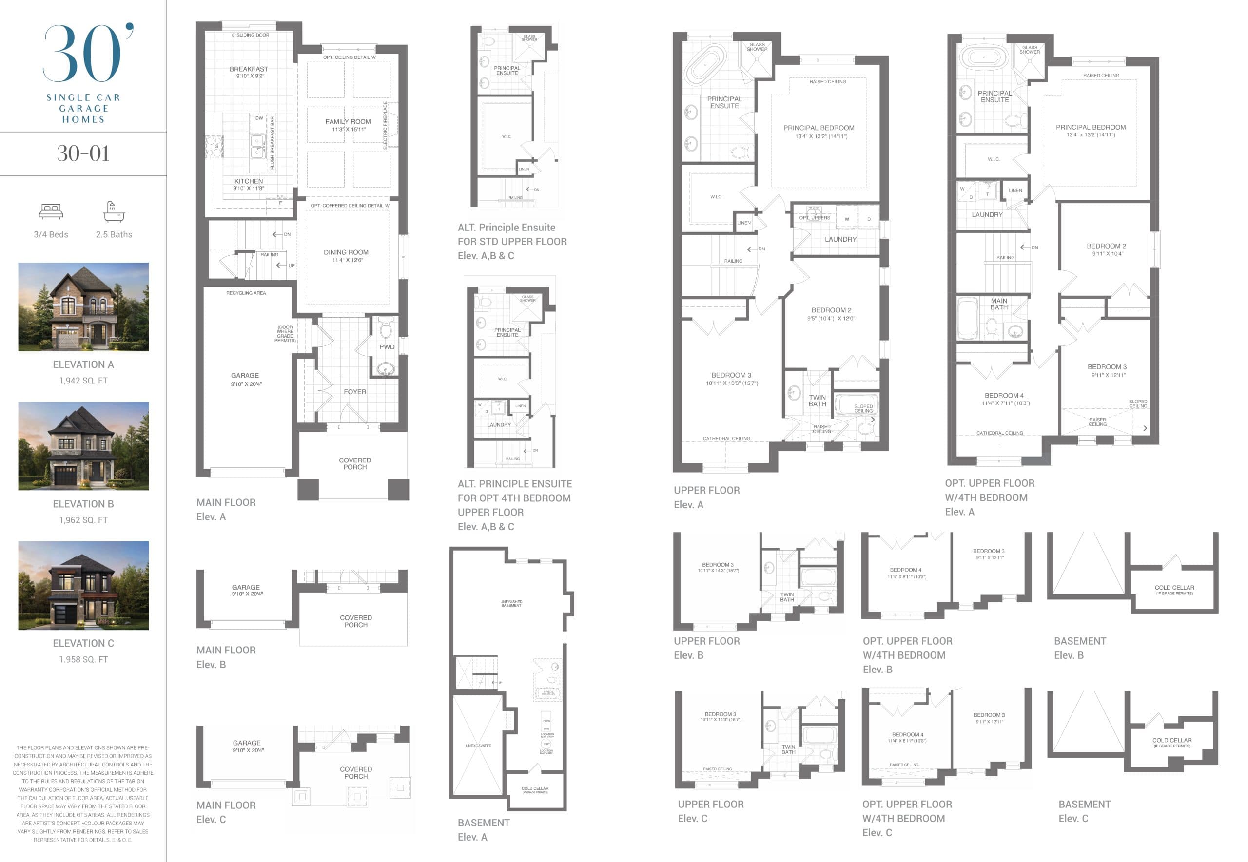 30-01 Floor Plan at Whitby Meadows by OPUS Homes - 1962 sq.ft
