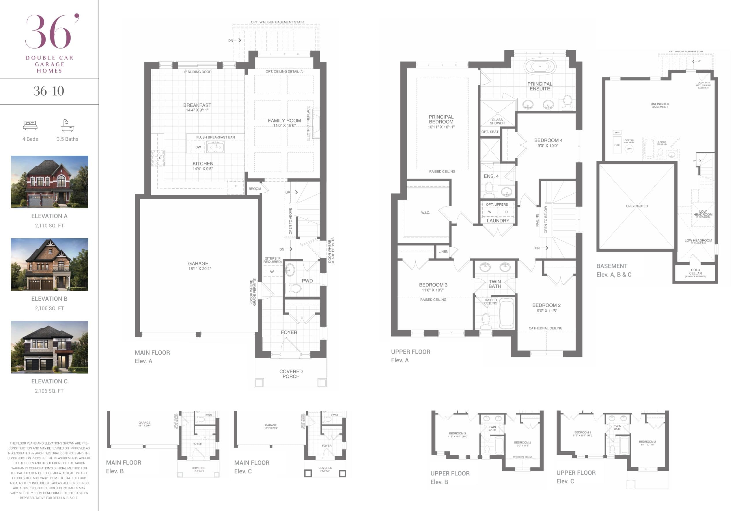 36-10 Floor Plan at Whitby Meadows by OPUS Homes - 2110 sq.ft