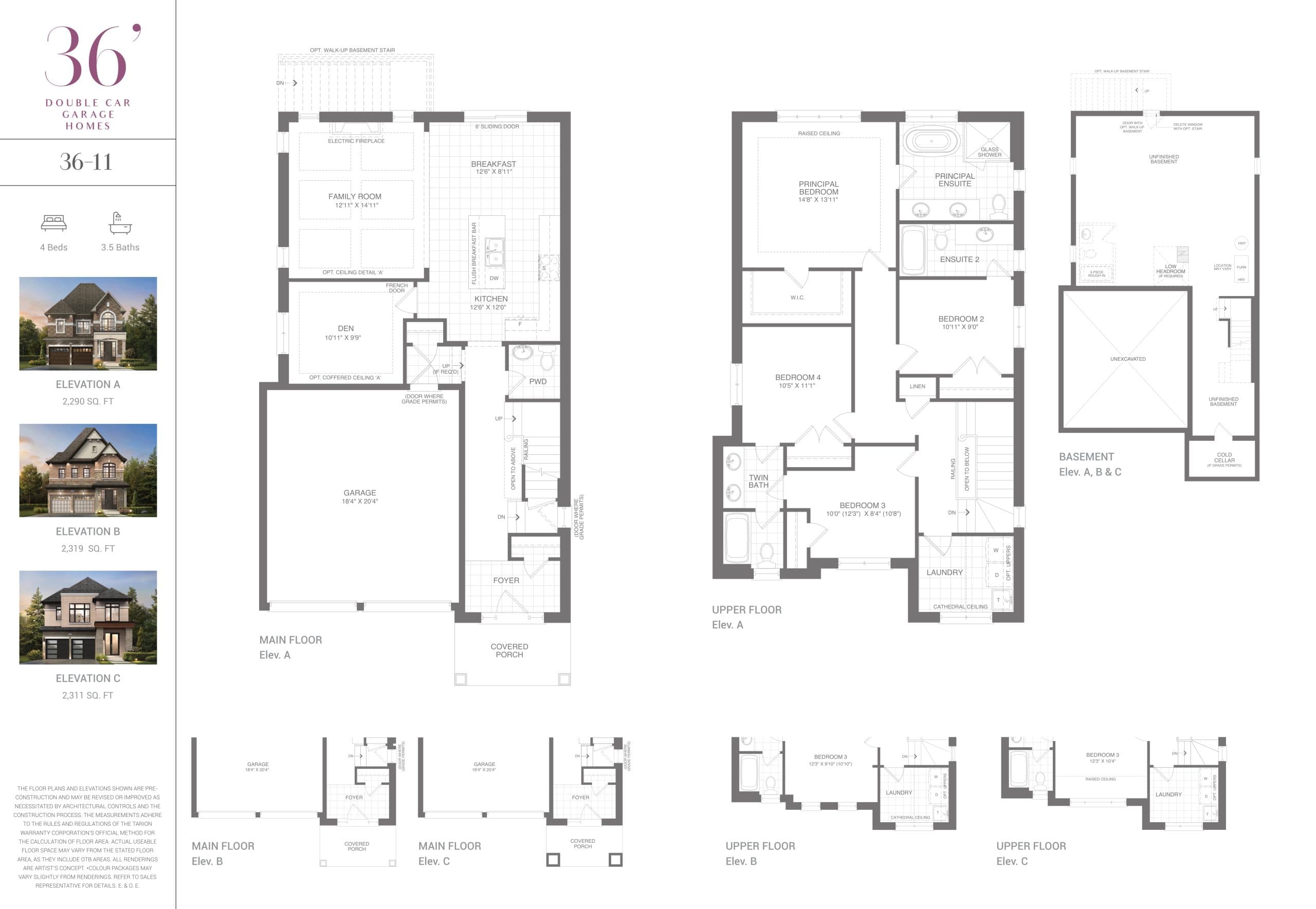 36-11 Floor Plan at Whitby Meadows by OPUS Homes - 2319 sq.ft